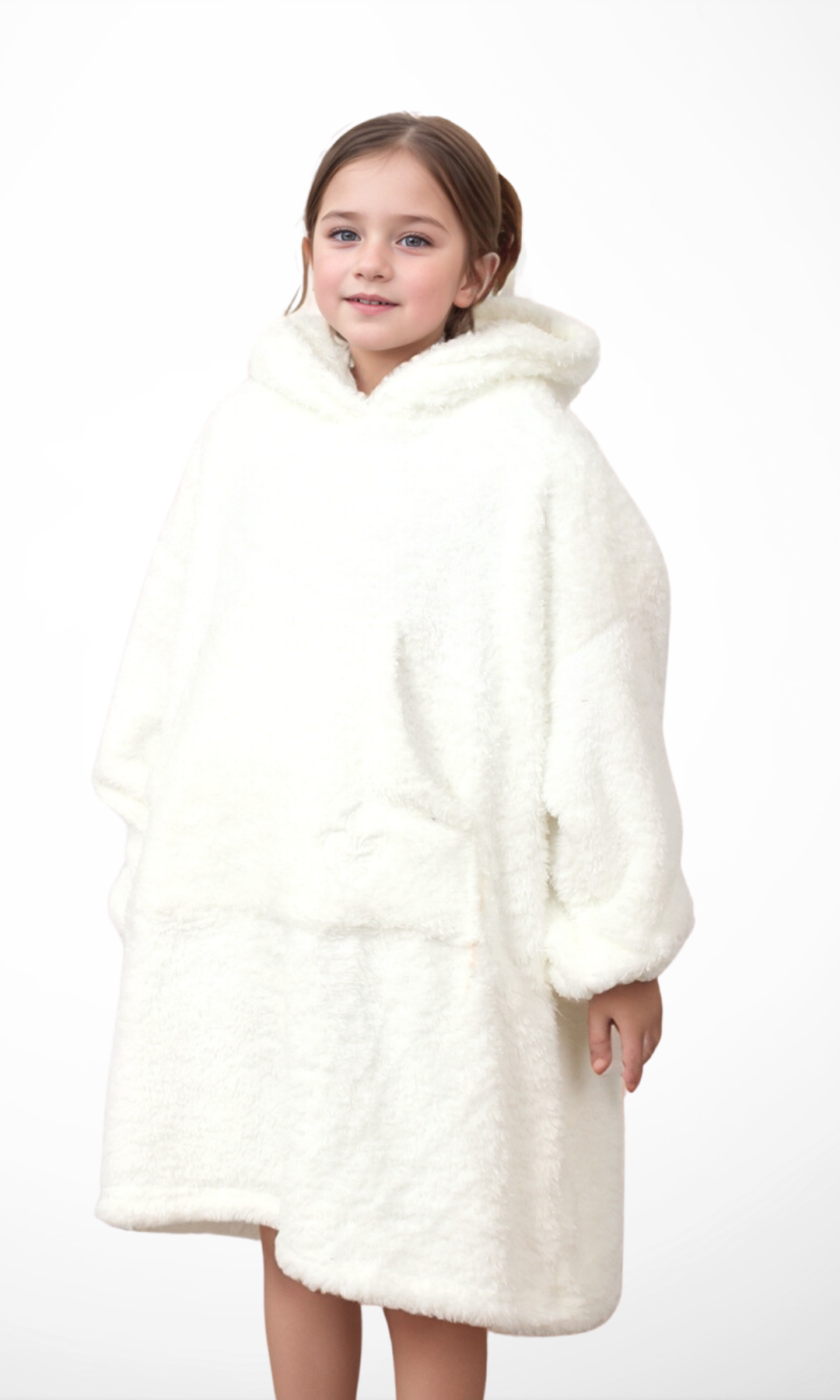 DUCHY Kids Comfy Hoodie Blanket- New (White)