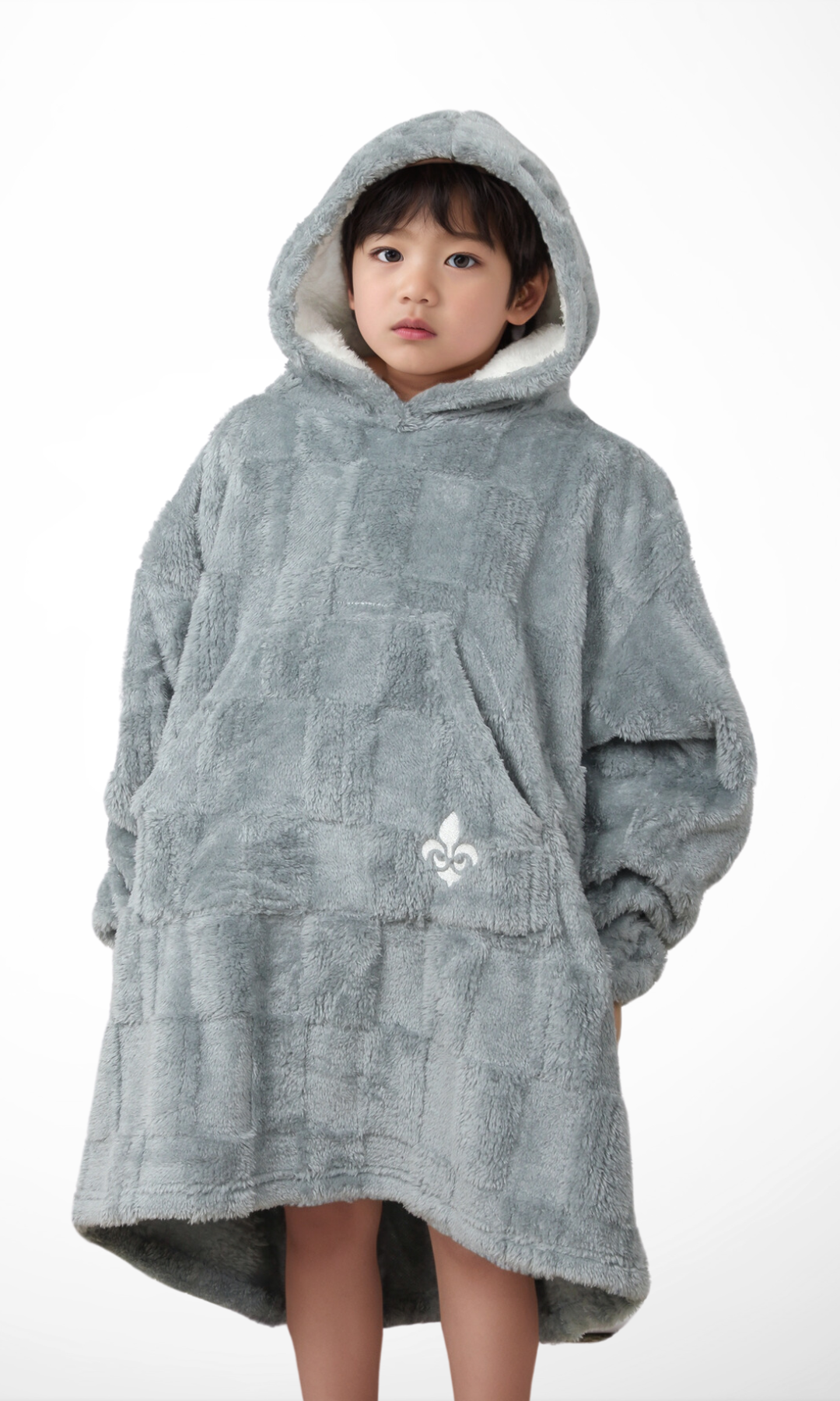 DUCHY Kids Comfy Hoodie Blanket- New (Grey)