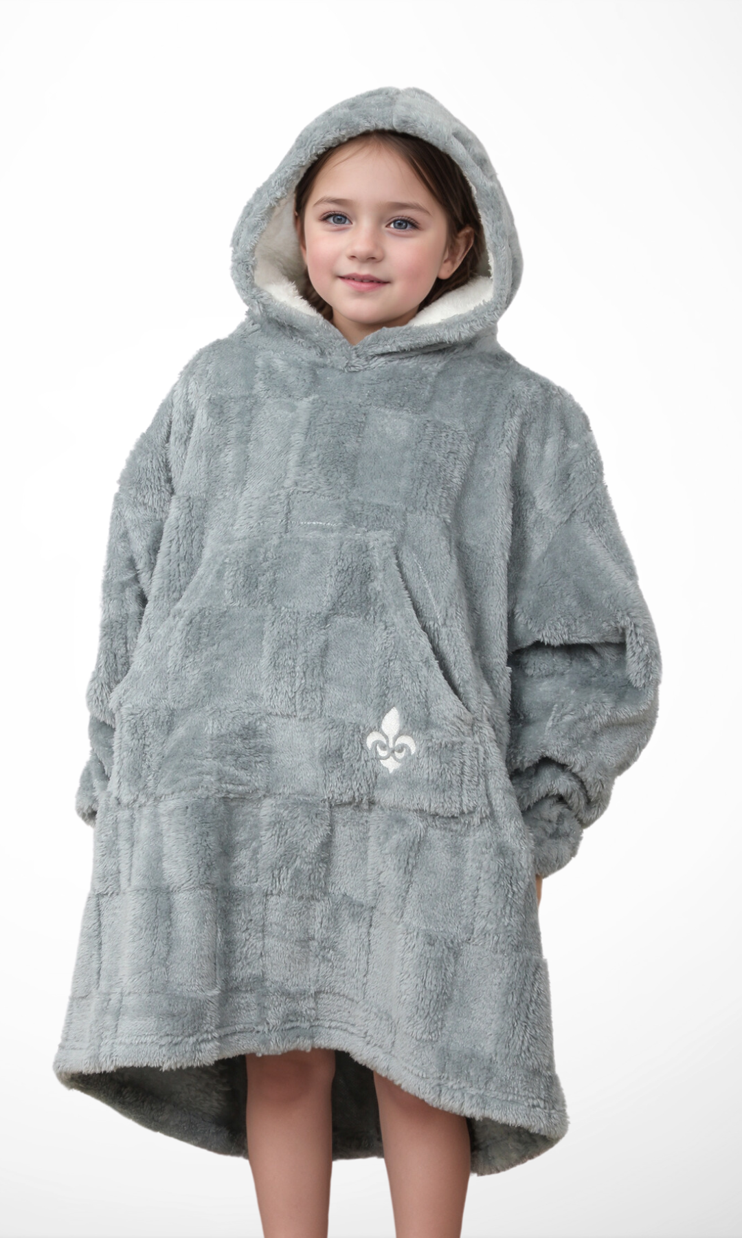 DUCHY Kids Comfy Hoodie Blanket- New (Grey)