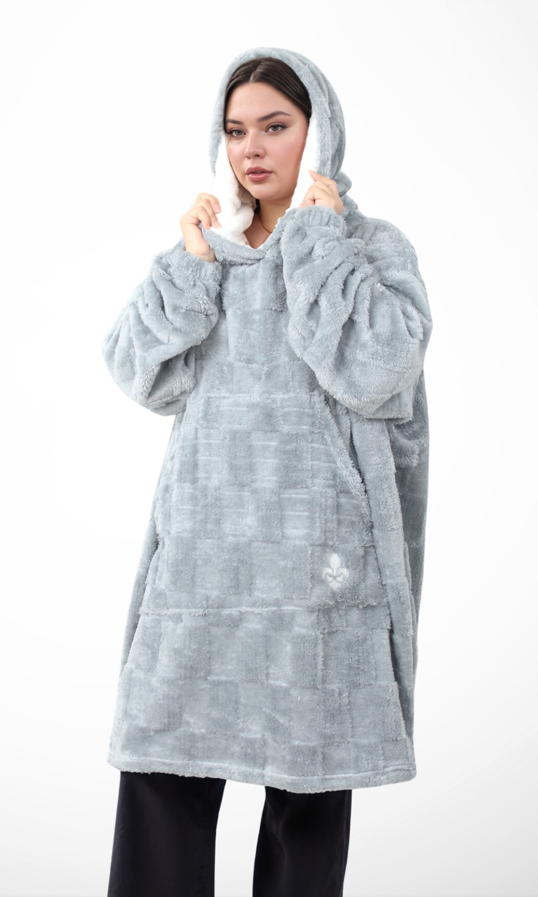 DUCHY Women Comfy Hoodie Blanket - New (Grey)