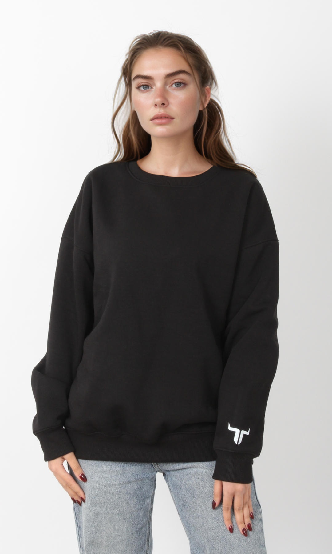 (Original) Women Crew Neck Melton Sweater - NUT (Black)