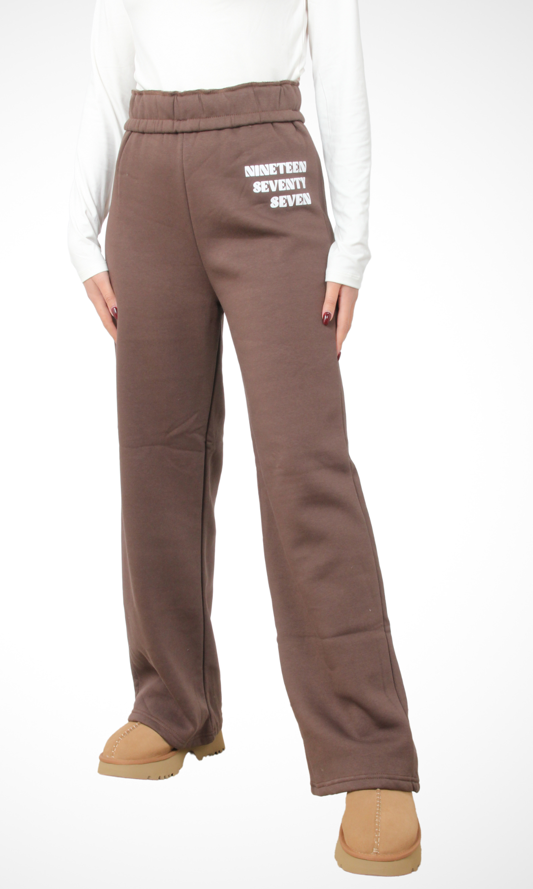 Women Logo Wide Leg Joggers (Brown)