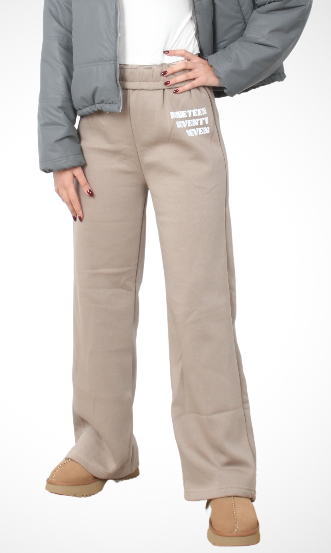 Women Logo Wide Leg Joggers (Café)