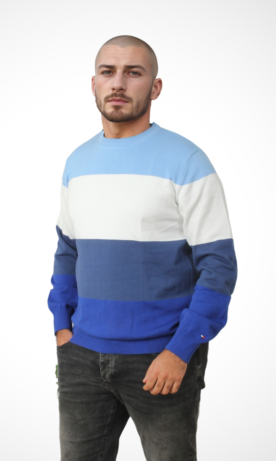 Men Crew Neck Tricot Jumper (Blue)