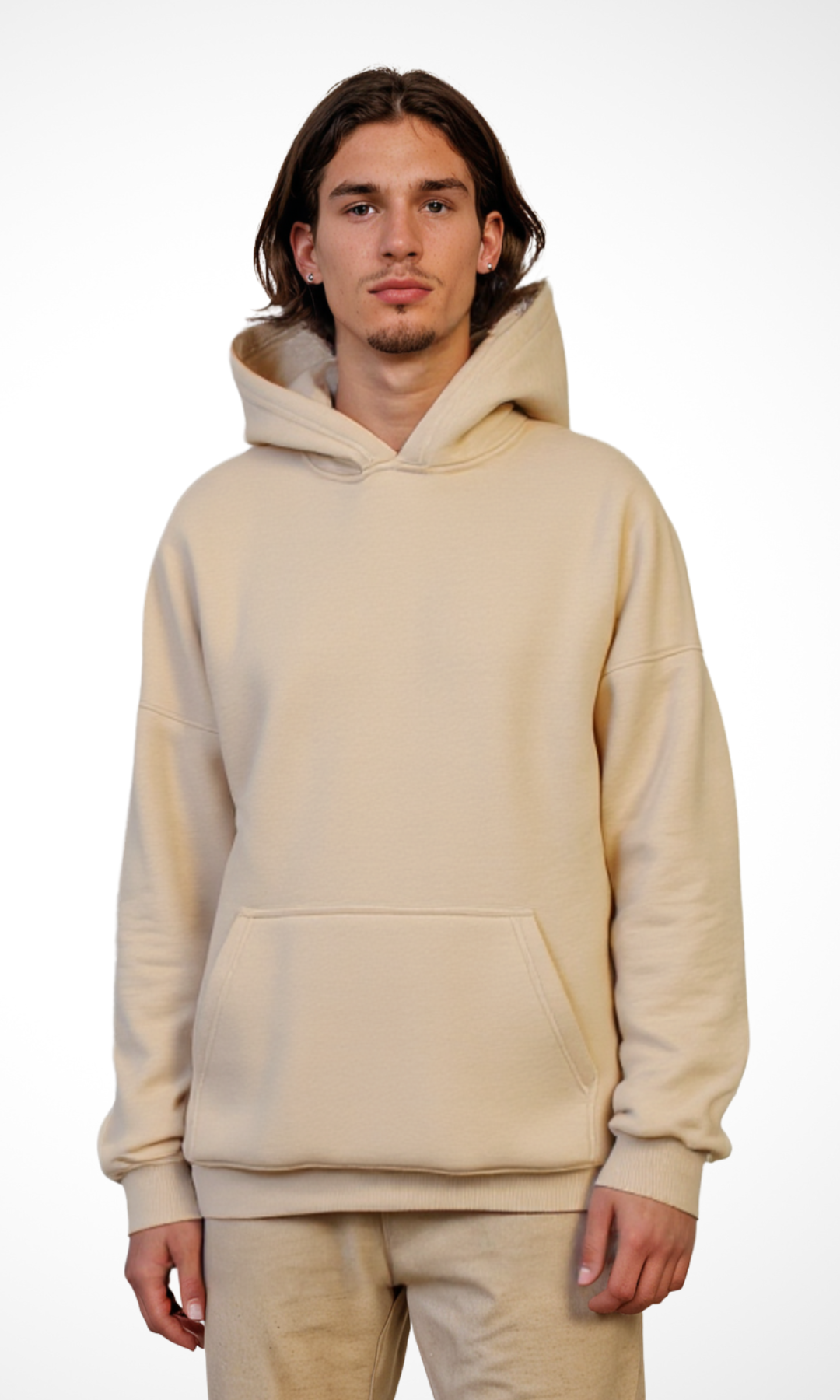 Men Over Sized Basic Hoodie Sweater (Beige)