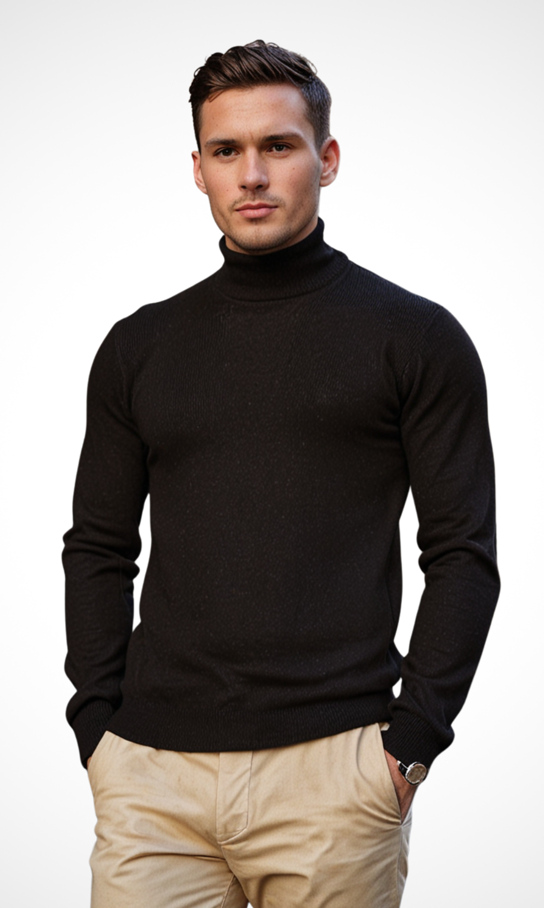 Men Turtleneck Knitwear Sweater (Black)
