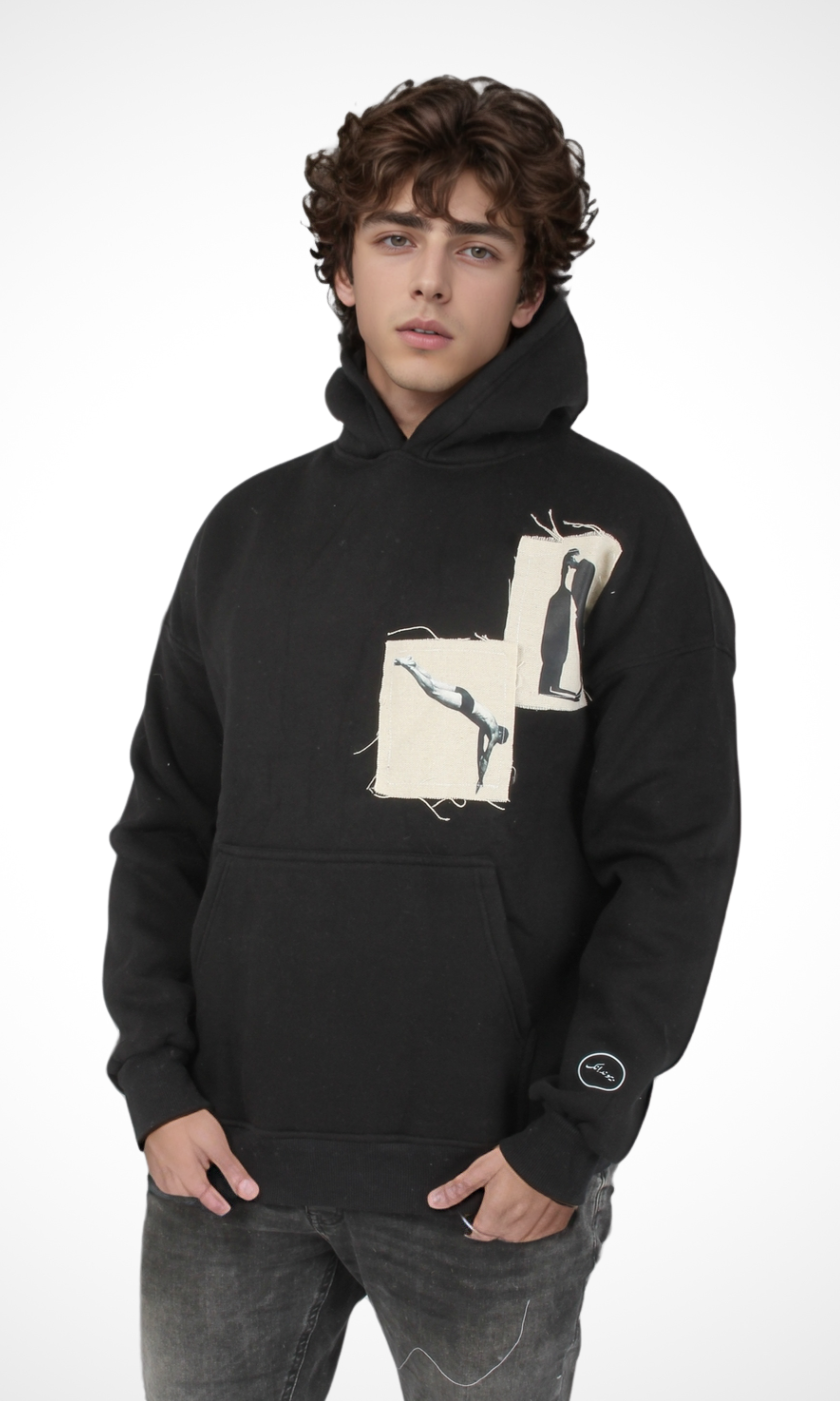 Men Melton Hoodie Sweater (Black)