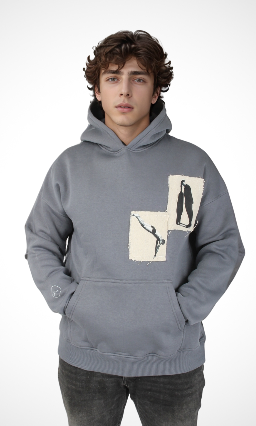 Men Melton Hoodie Sweater (Grey)