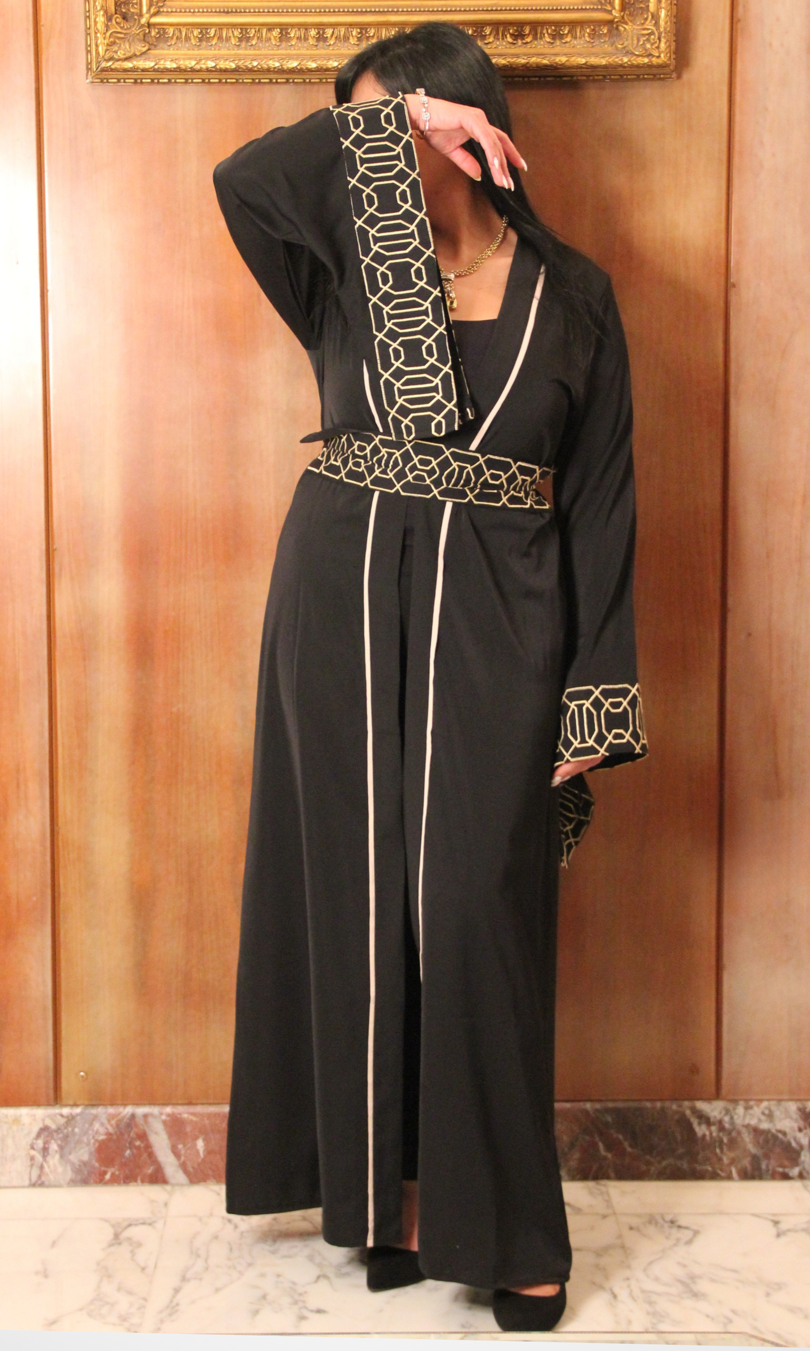 Women Kaftan With Belt (black)