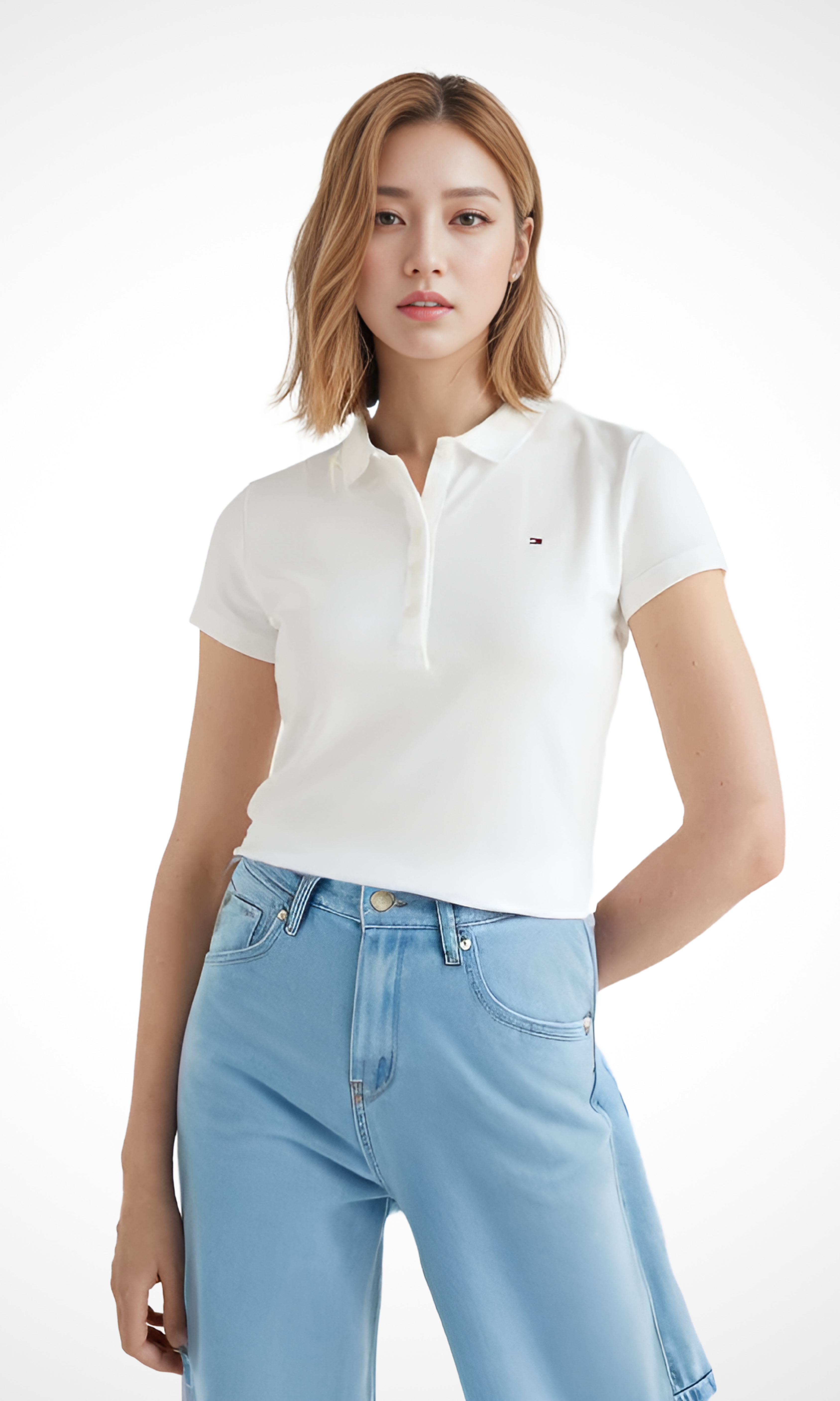 Women Classic Fit Polo (White)