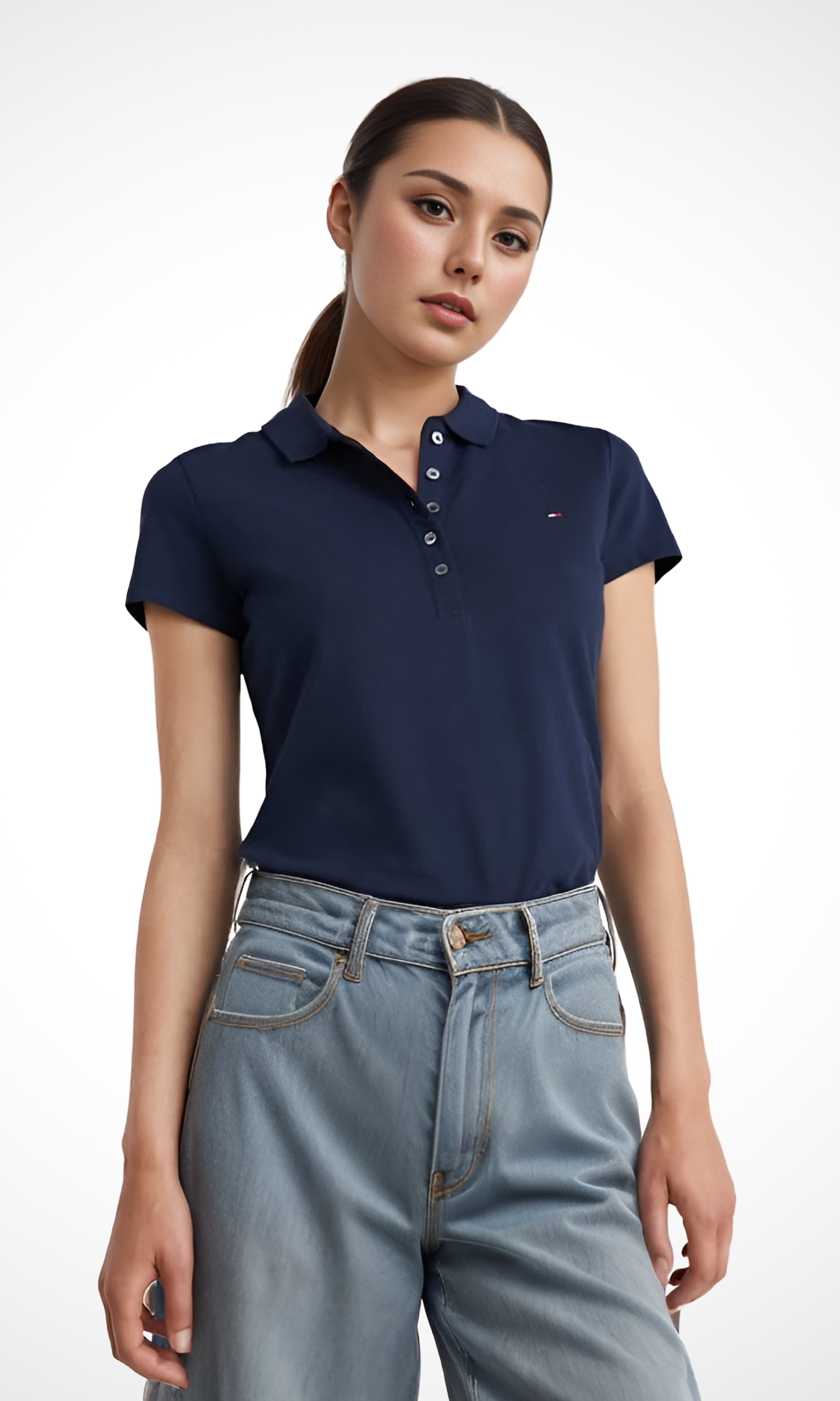 Women Classic Fit Polo (Dark Blue)