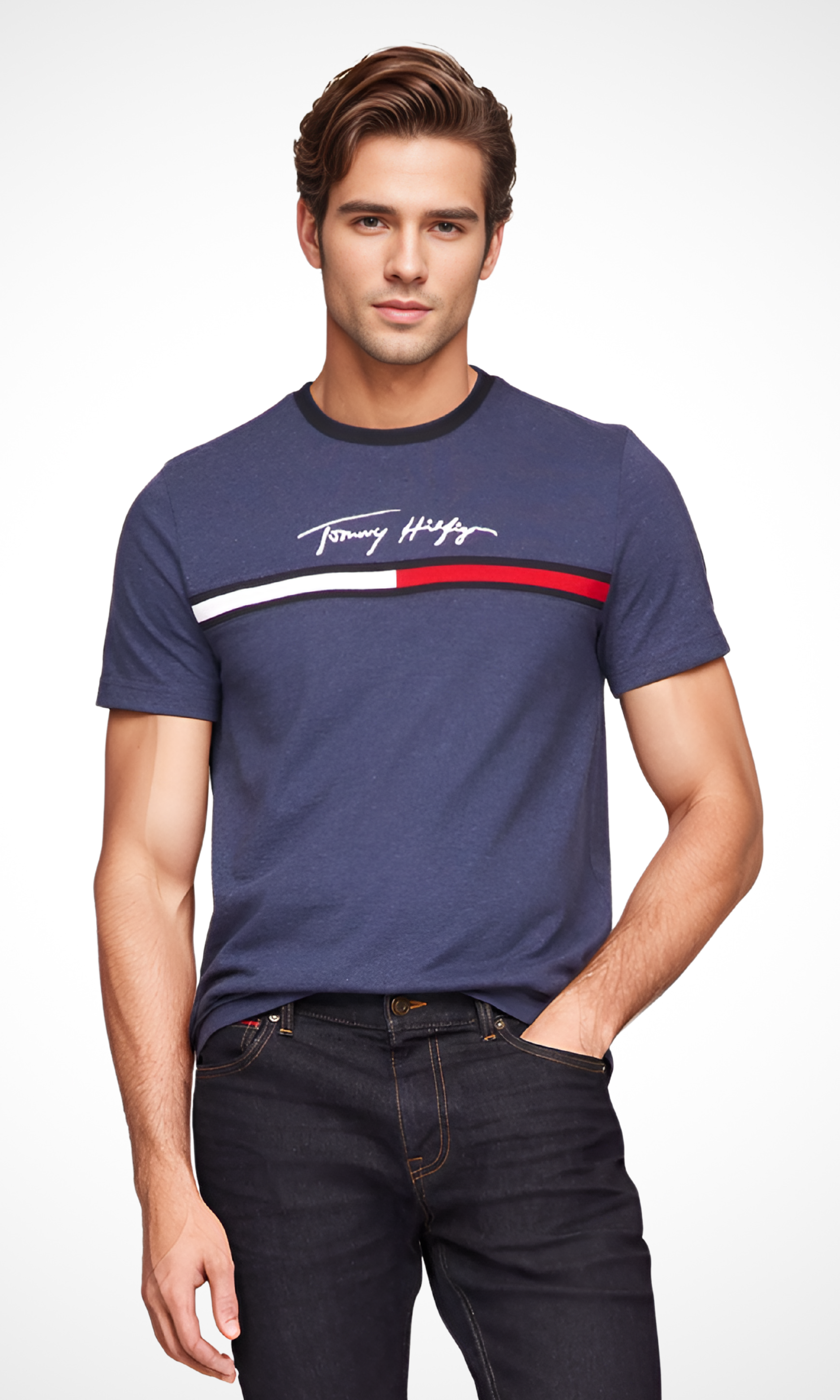 Original Men T-Shirt Signature Flag Logo (Blue Jeans)