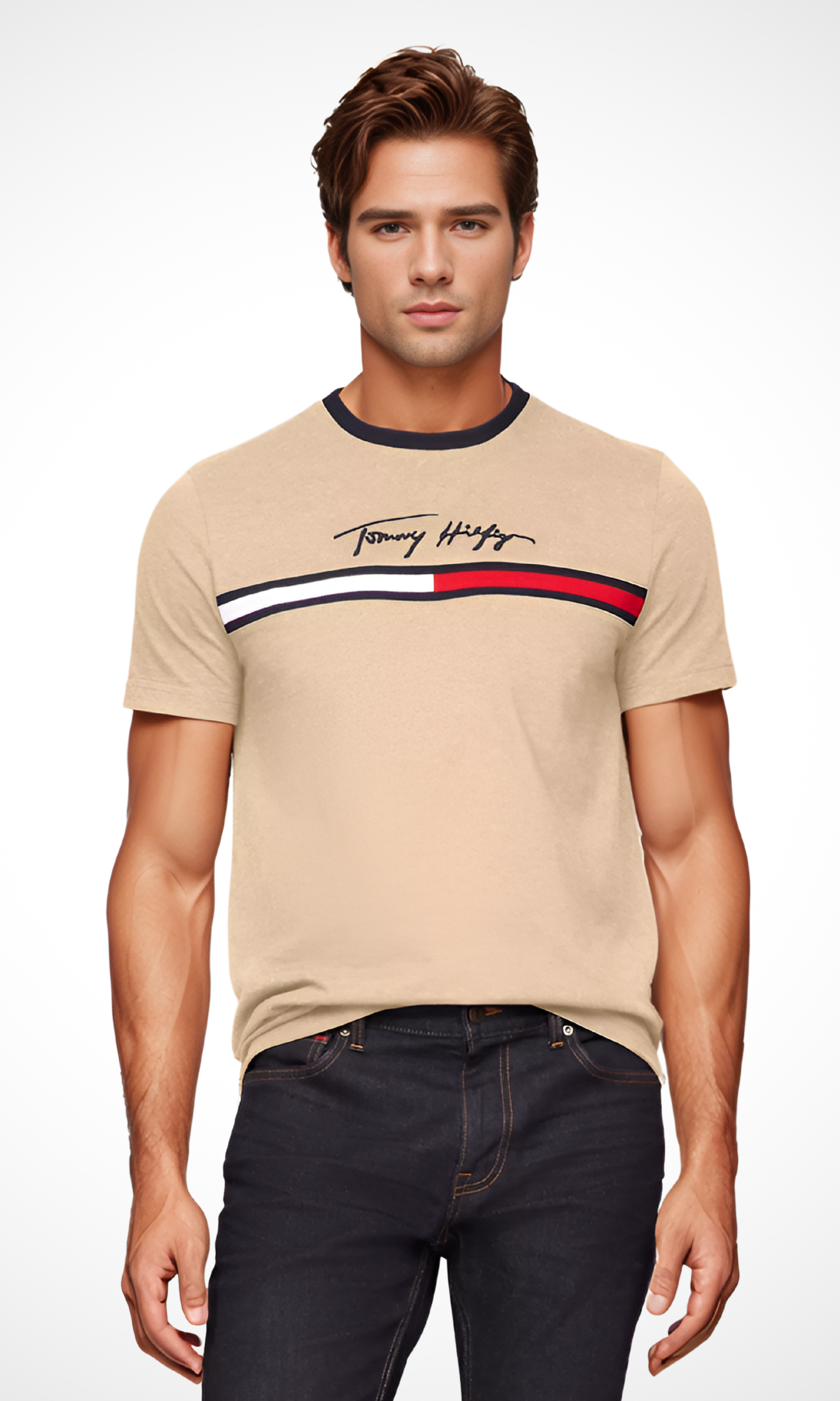 Original Men T-Shirt Signature Flag Logo (Beige)