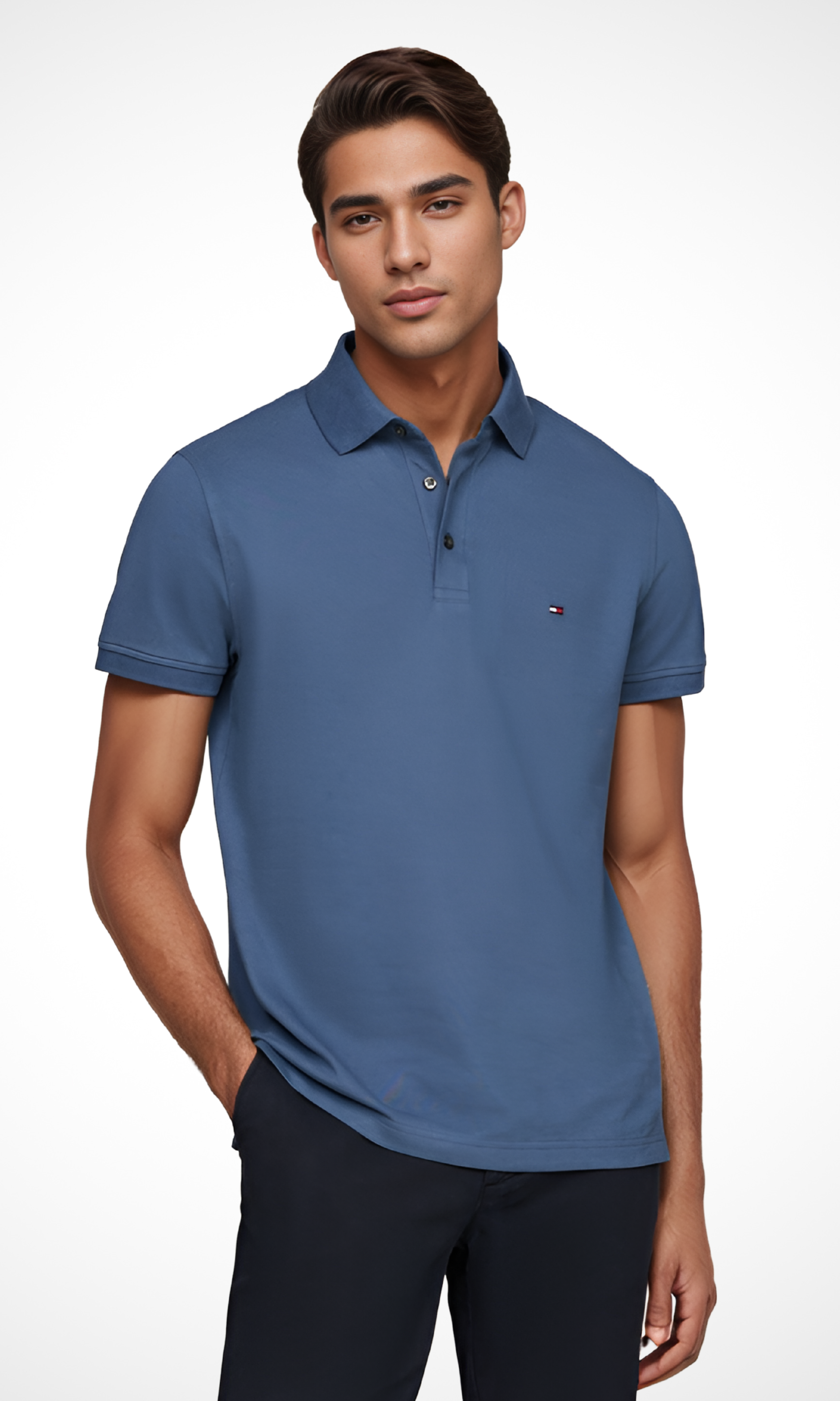 Original Men Solid Polo T-Shirt 3 buttons (Petrol)