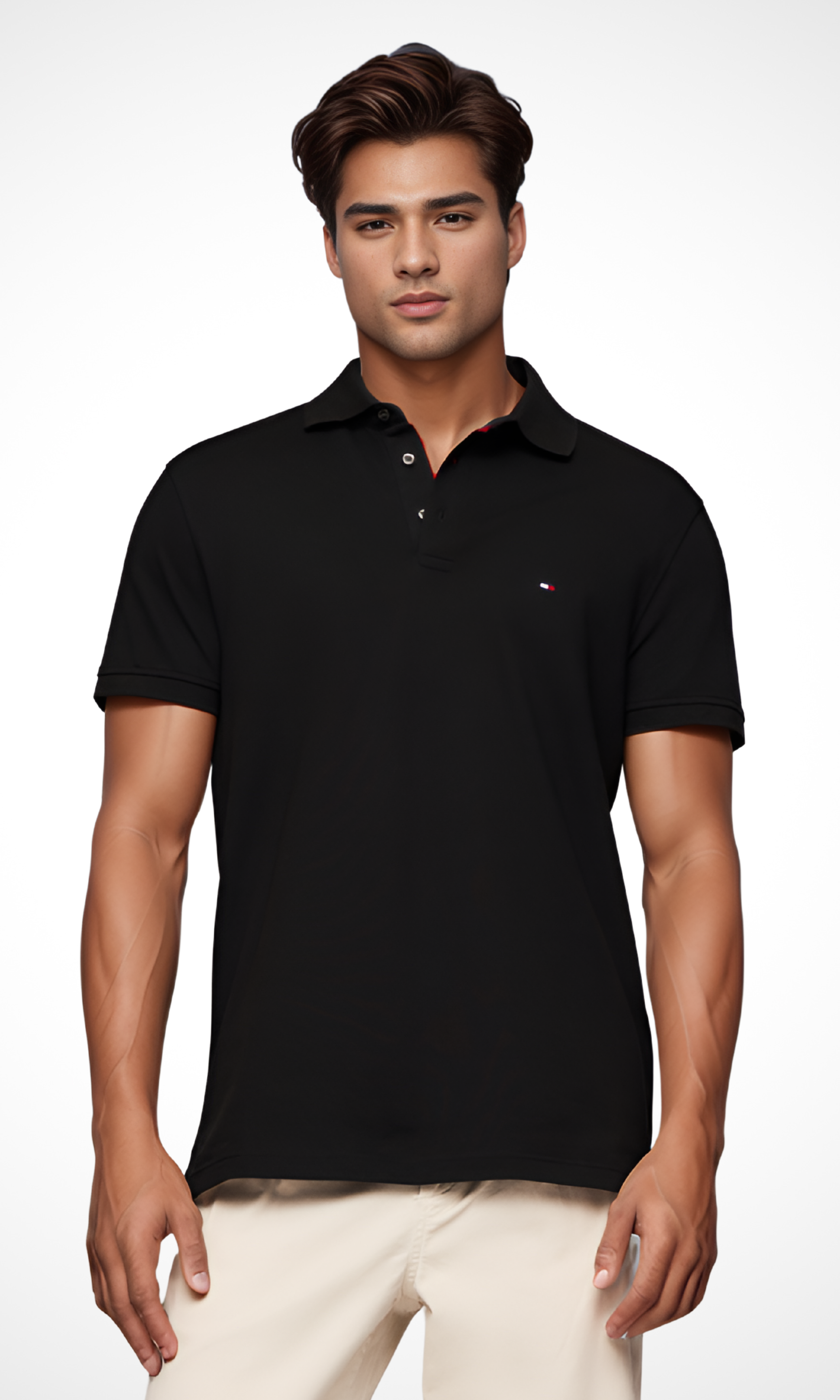 Original Men Solid Polo T-Shirt 3 buttons (Black)