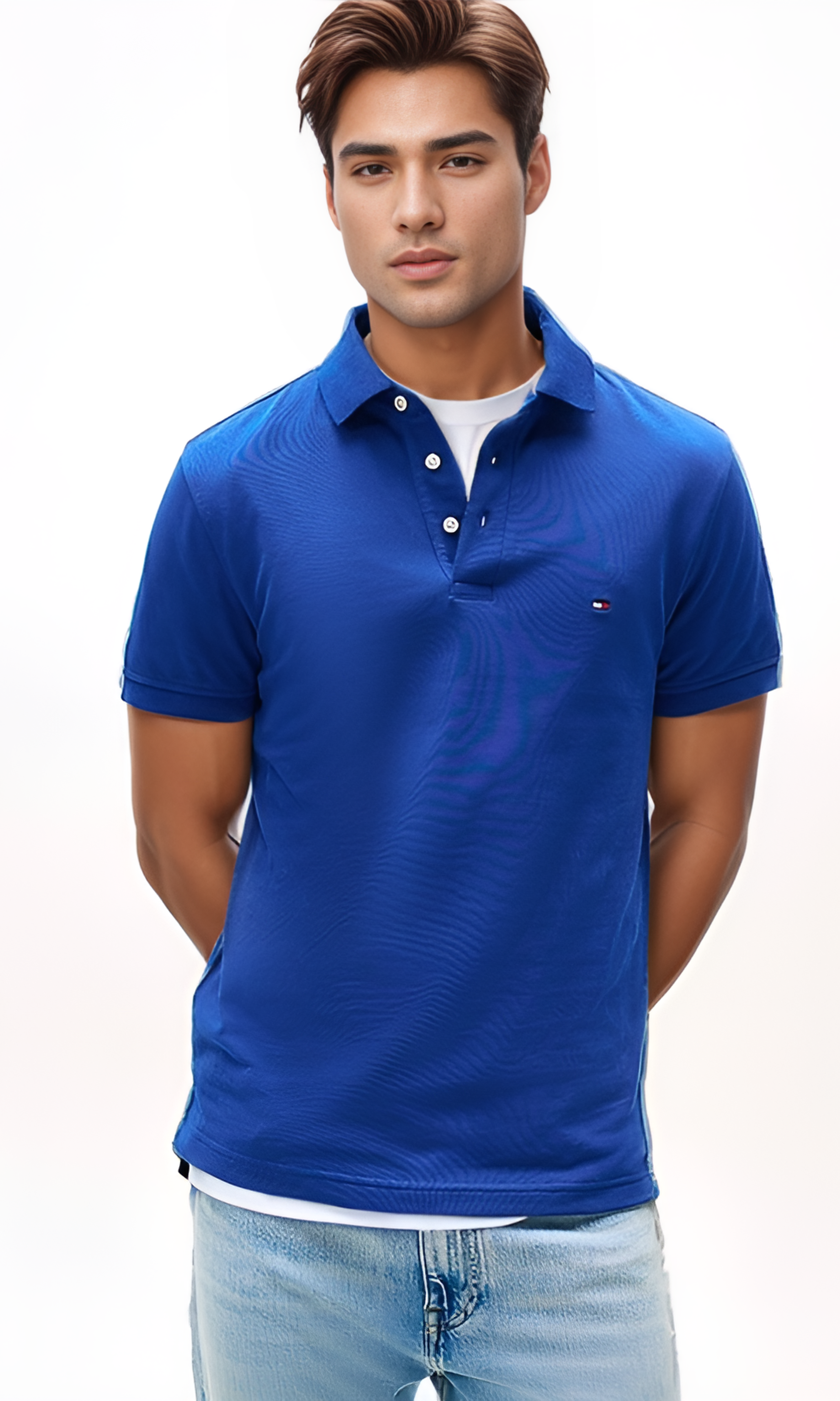 Original Men Solid Polo T-Shirt 3 buttons (Blue)