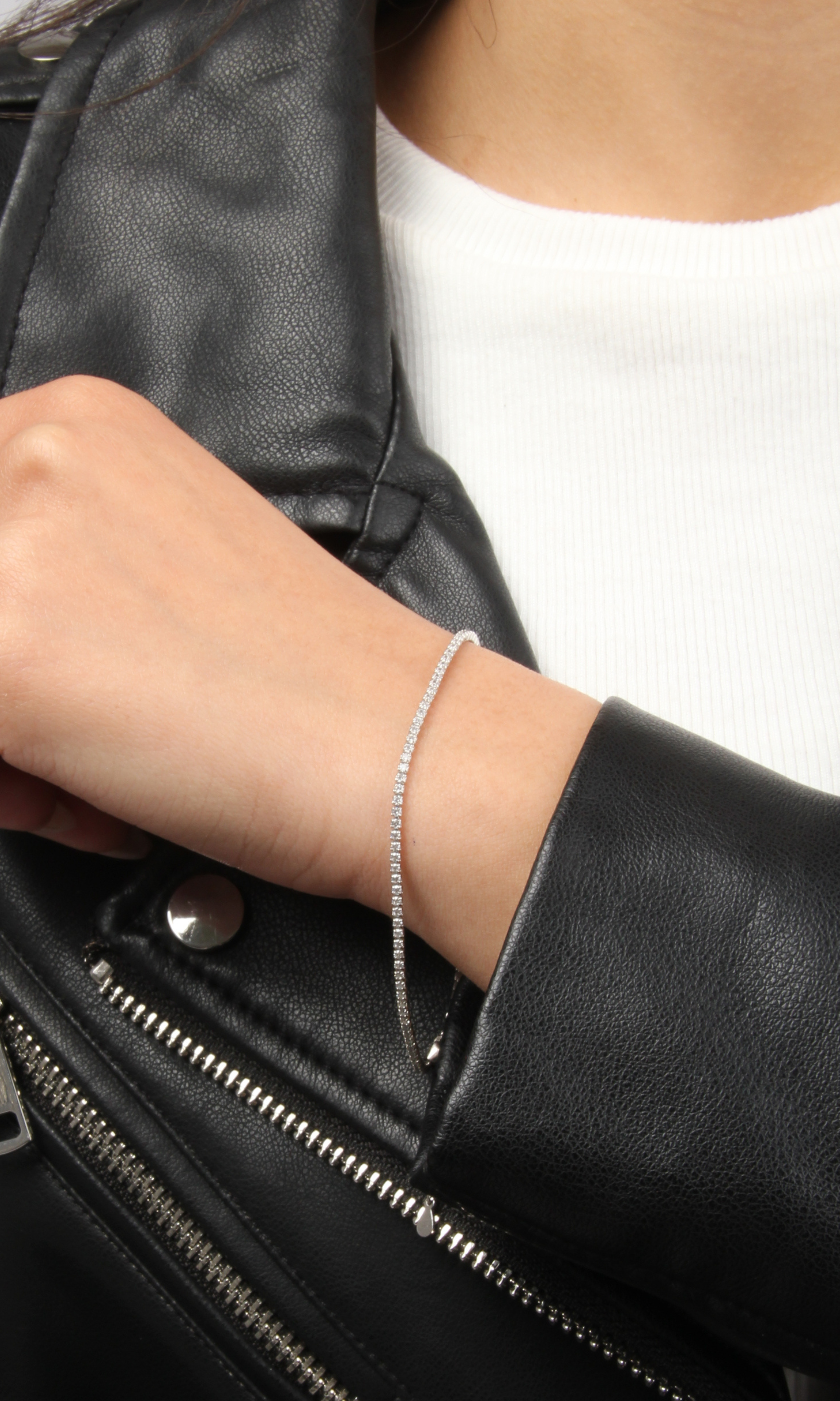 Women Silver Tennis Bracelet