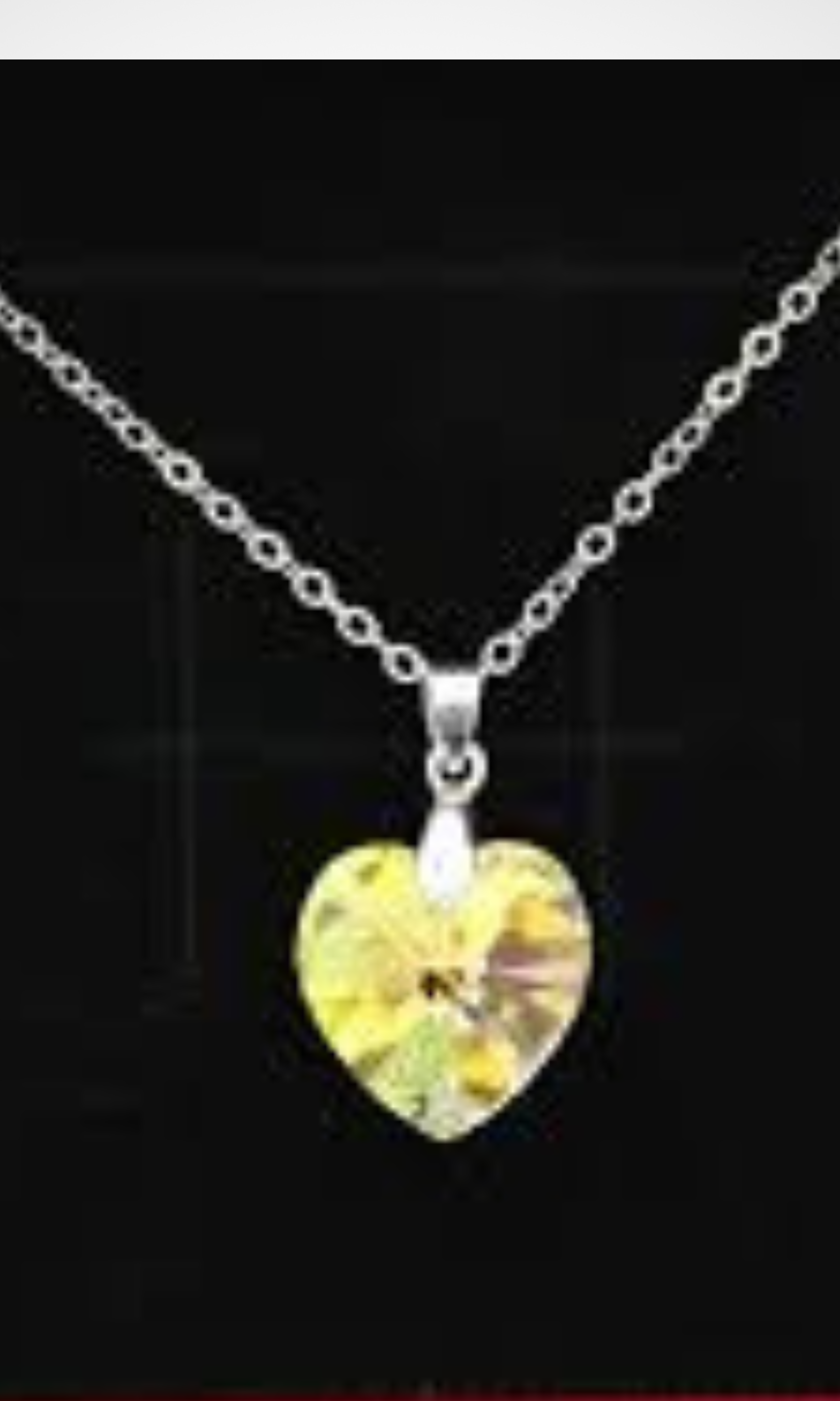 Women Silver Necklace Titanic Heart - Crystal (Yellow)