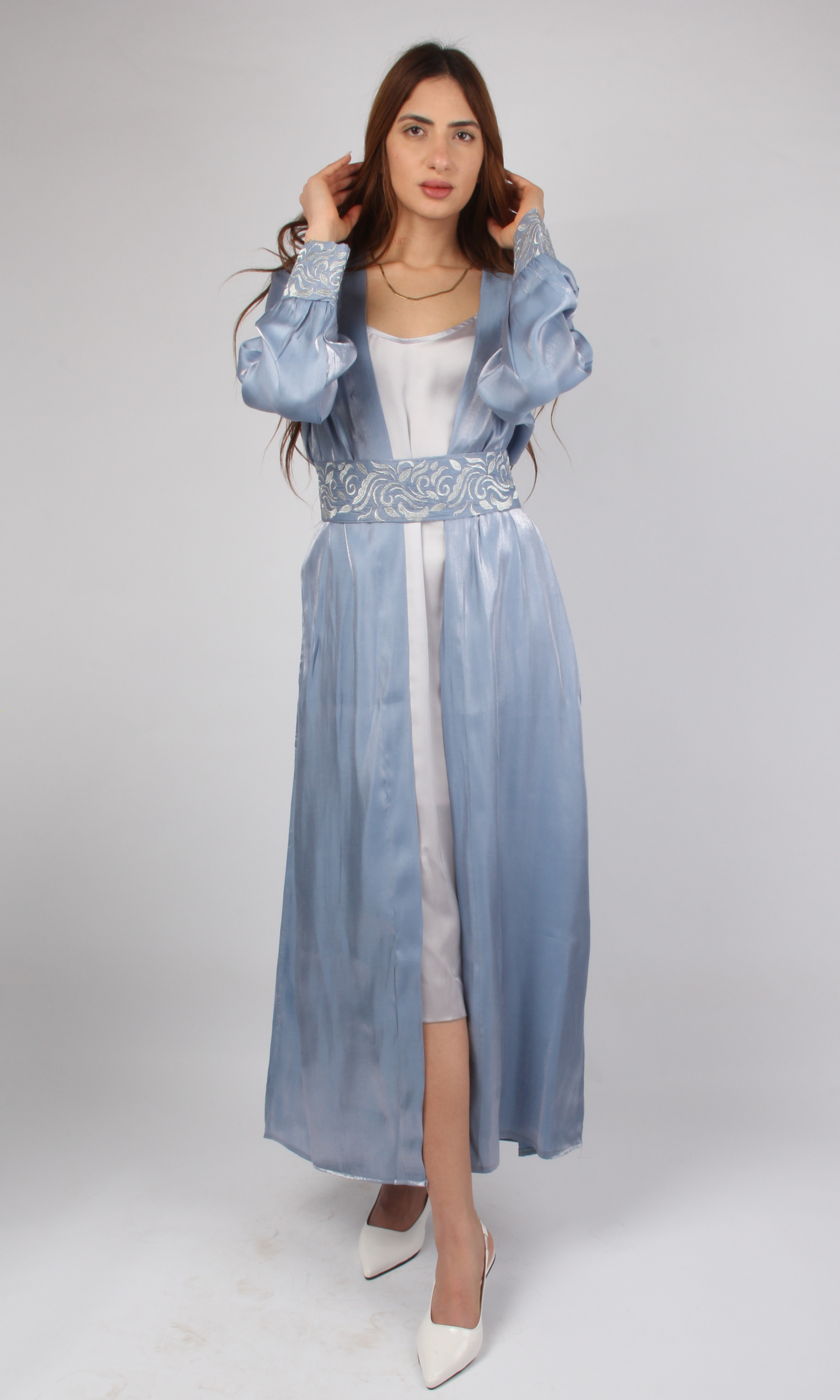 Women Dress Kaftan Shimmer Ombré (Baby Blue)