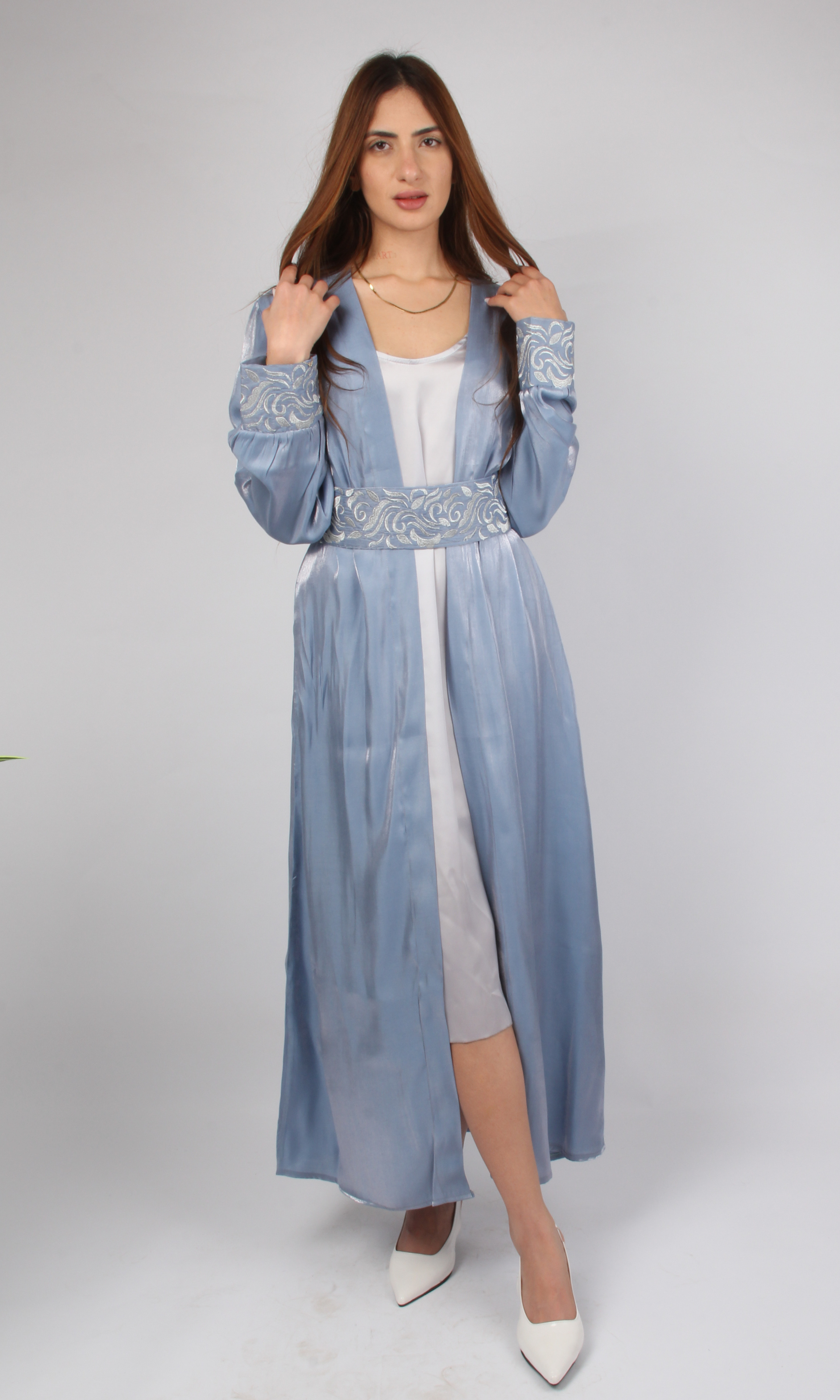Women Dress Kaftan Shimmer Ombré (Baby Blue)