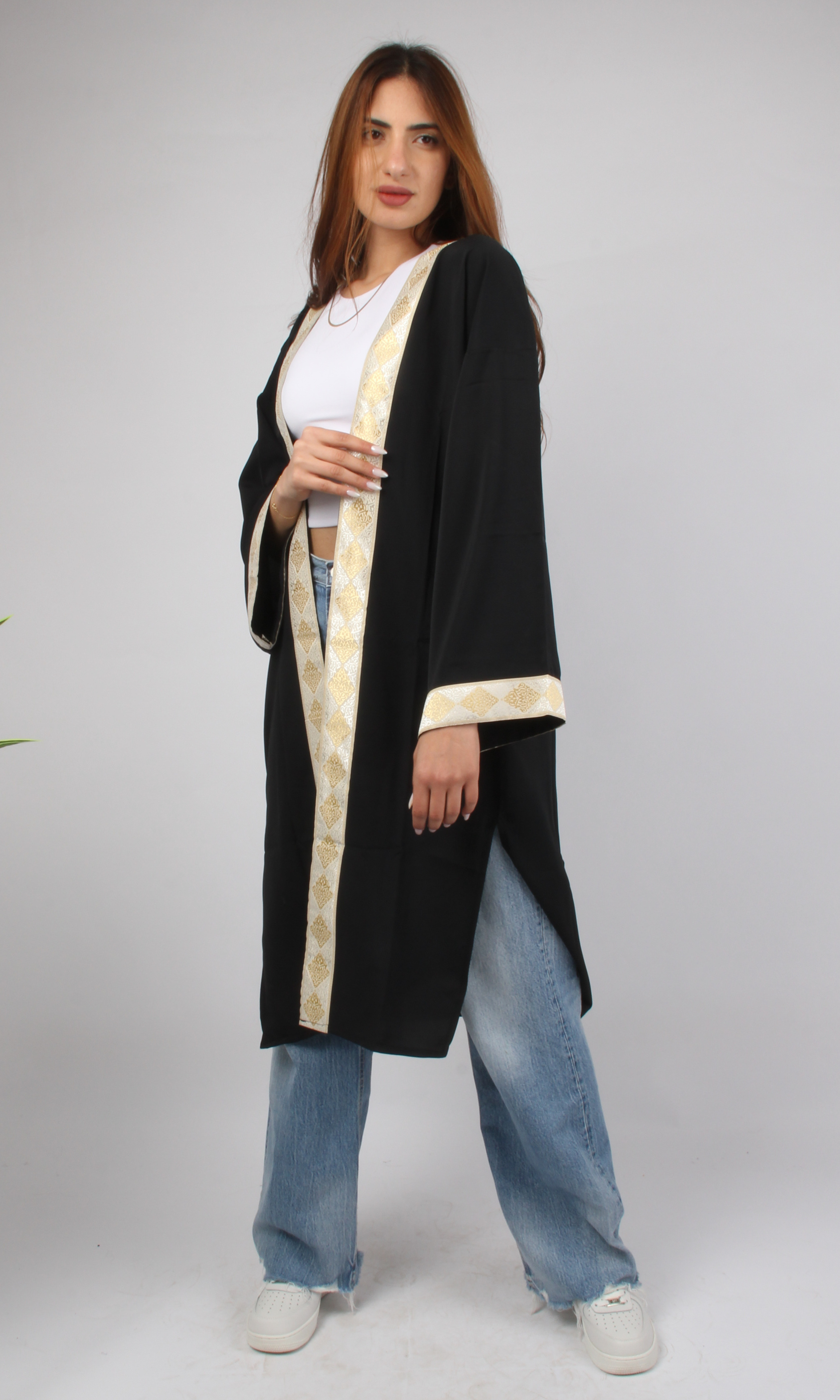 Women Short Cardigan Gold Tape (Black)