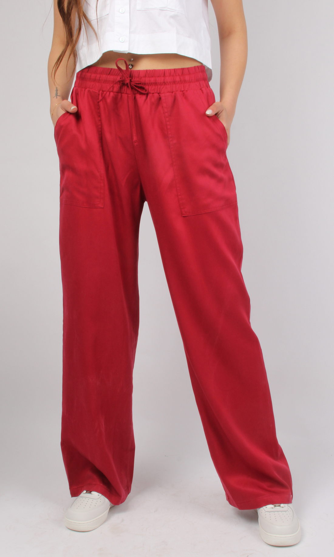 Women Elastic Waist Wide Leg Pants