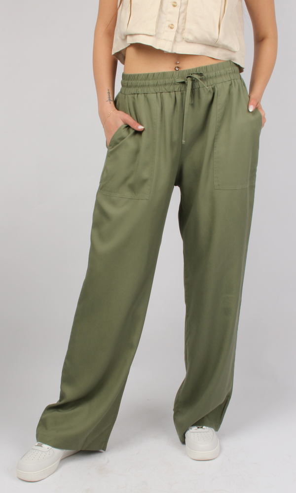 Women Elastic Waist Wide Leg Pants