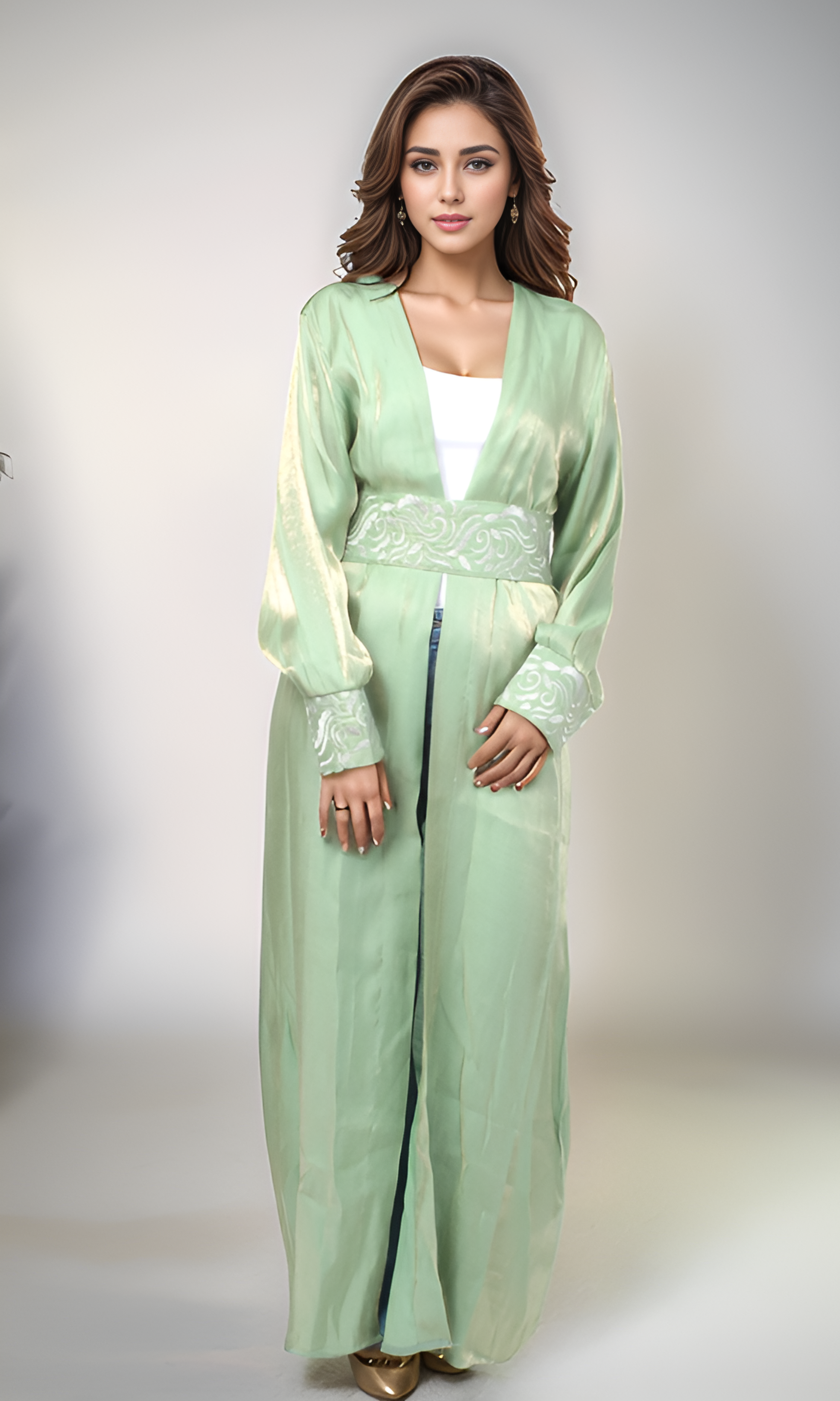 Women Dress Kaftan Shimmer Ombré (Green)