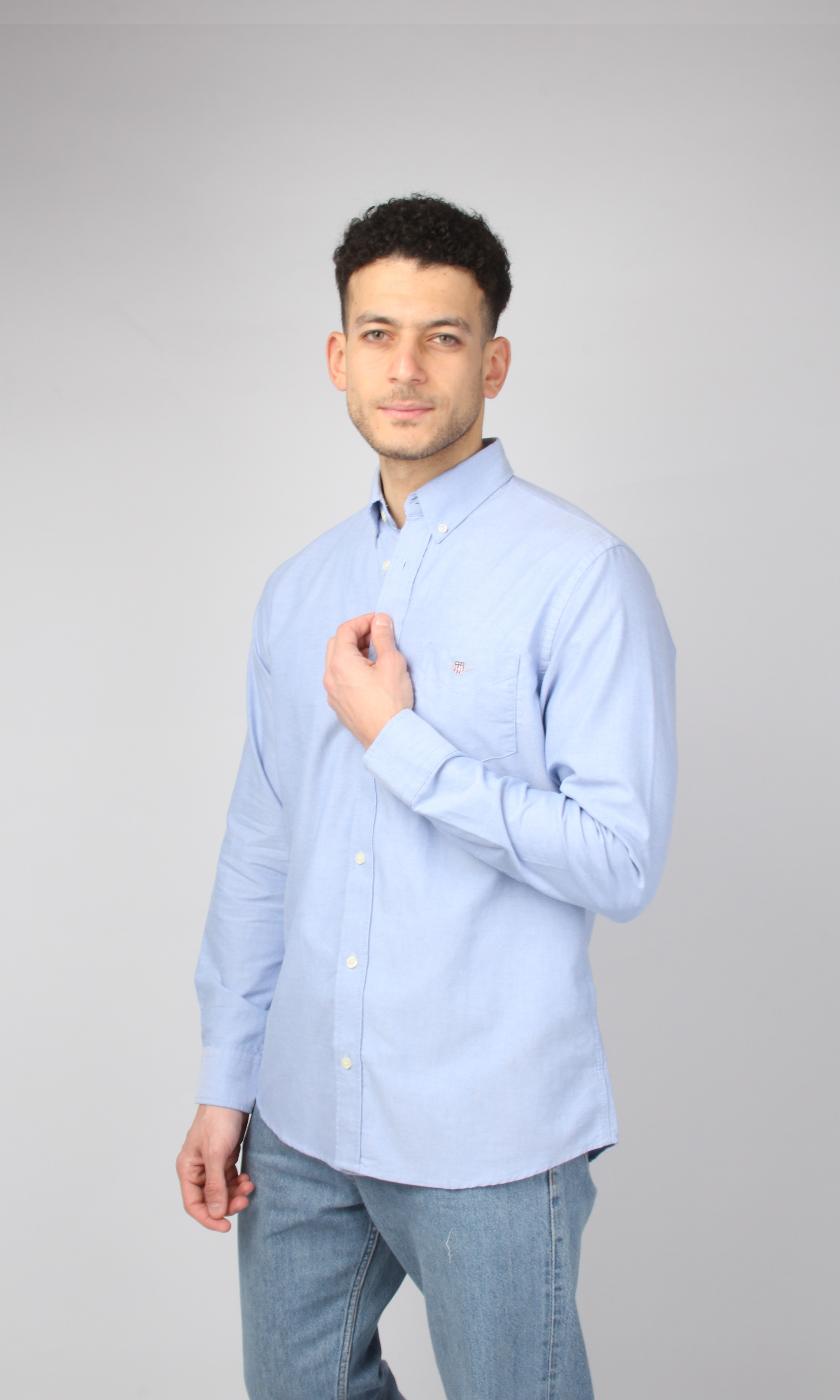 New Men Slim Fit Shirt Oxford (Blue)