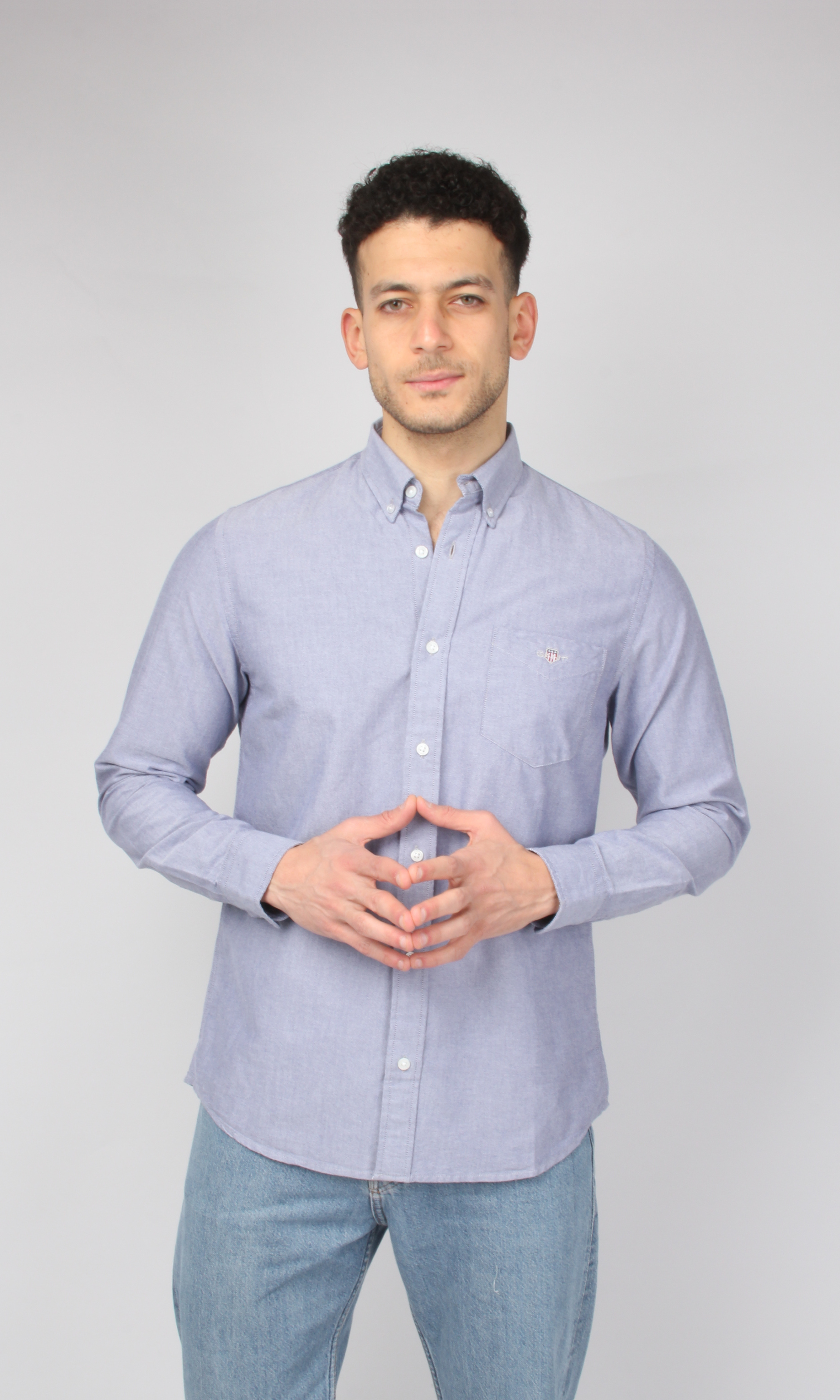 New Men Slim Fit Shirt Oxford (Blue Jeans)