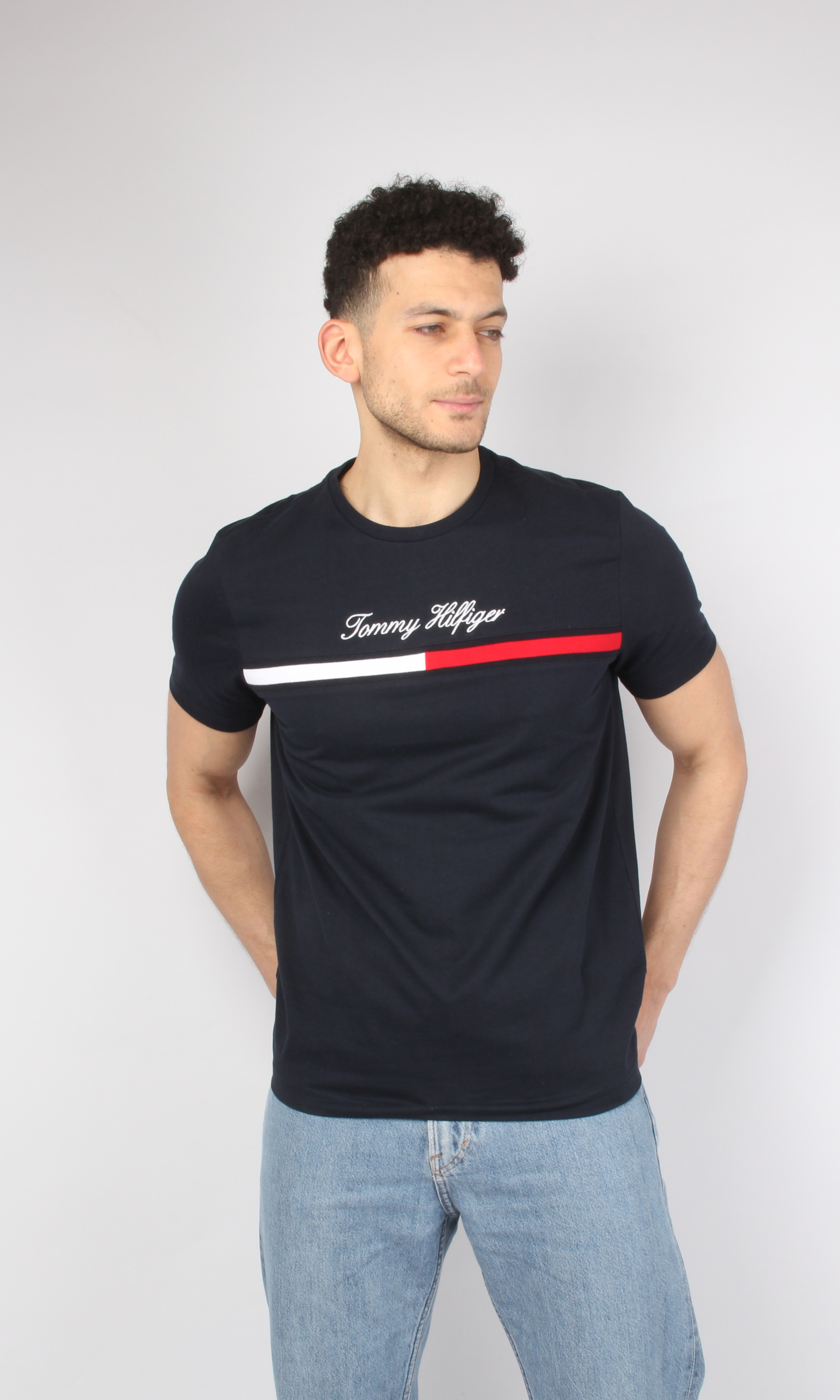 Original Men T-Shirt Signature Flag Logo (Navy)