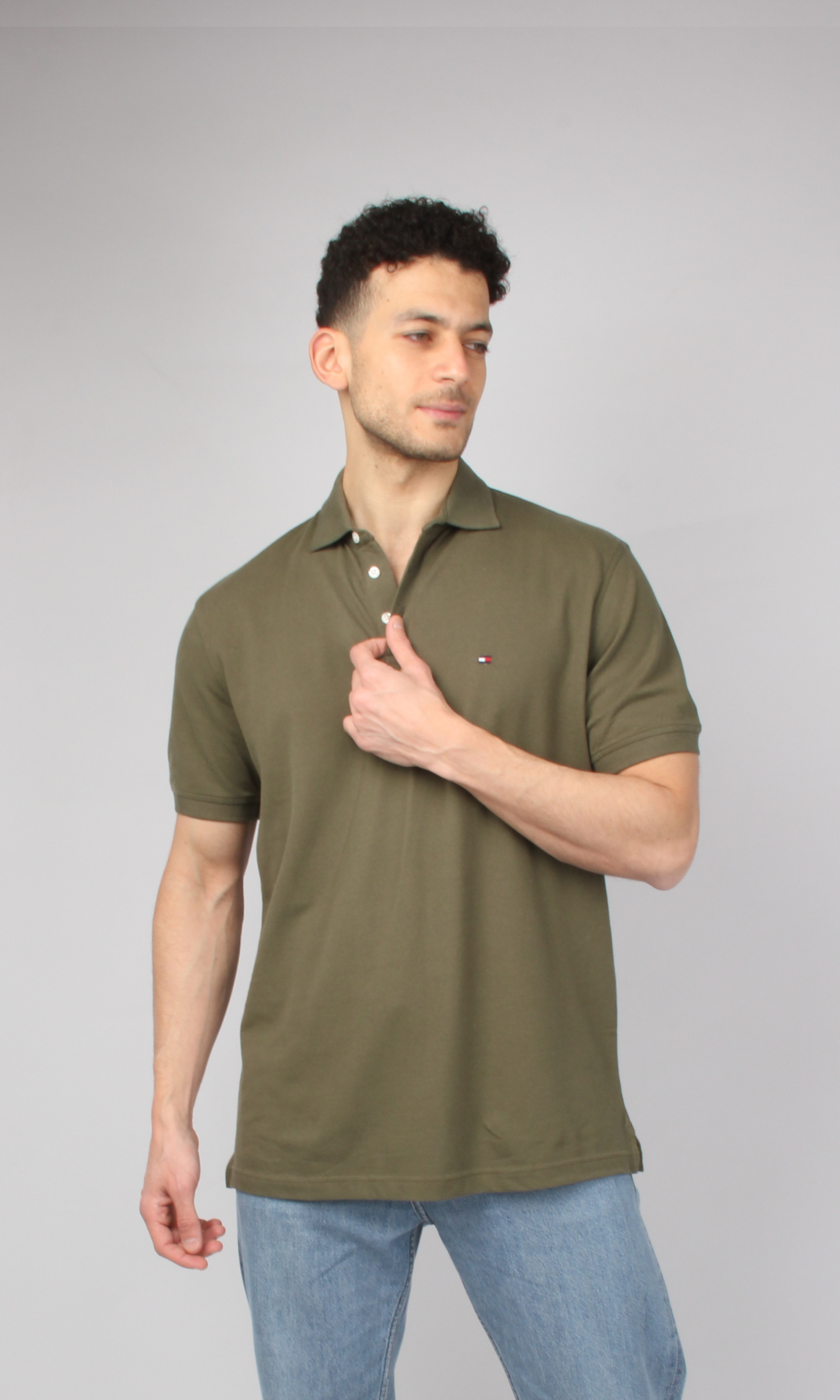 Original Men Solid Polo T-Shirt 3 buttons (Oil Green)