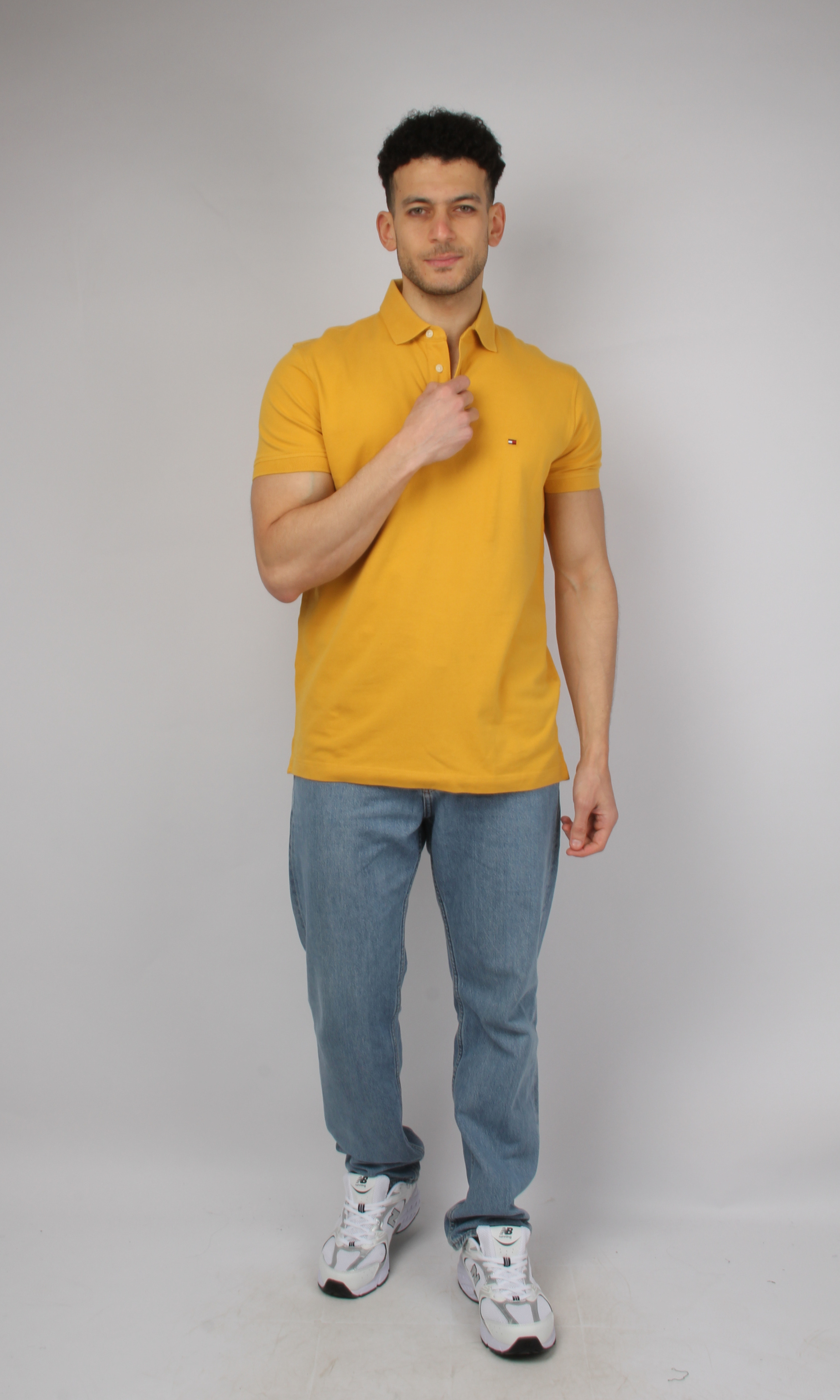 Original Men Solid Polo T-Shirt 3 buttons (Mustard)