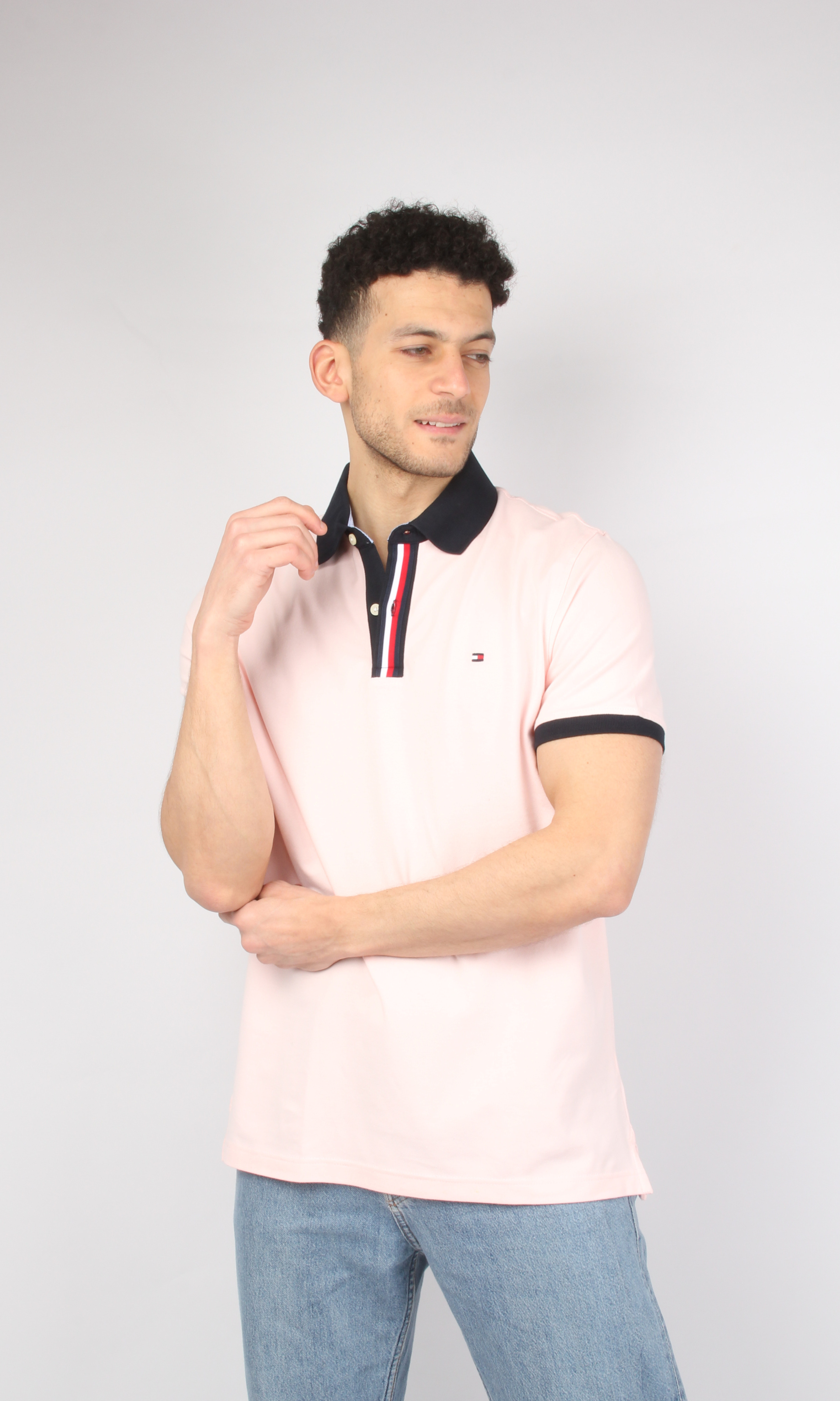 Original Men Polo T-Shirt - Collar Flag (Pink)