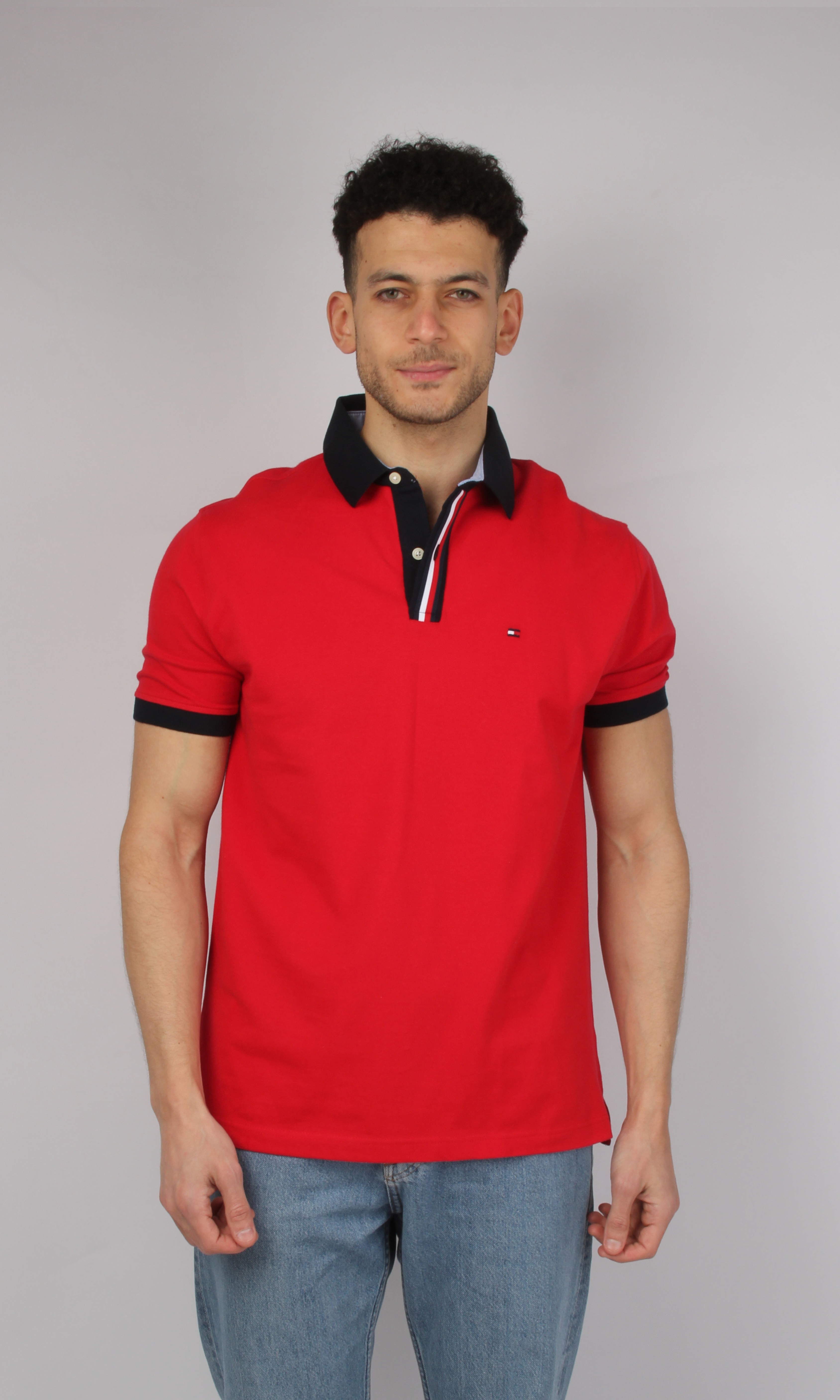 Original Men Polo T-Shirt - Collar Flag (Red)