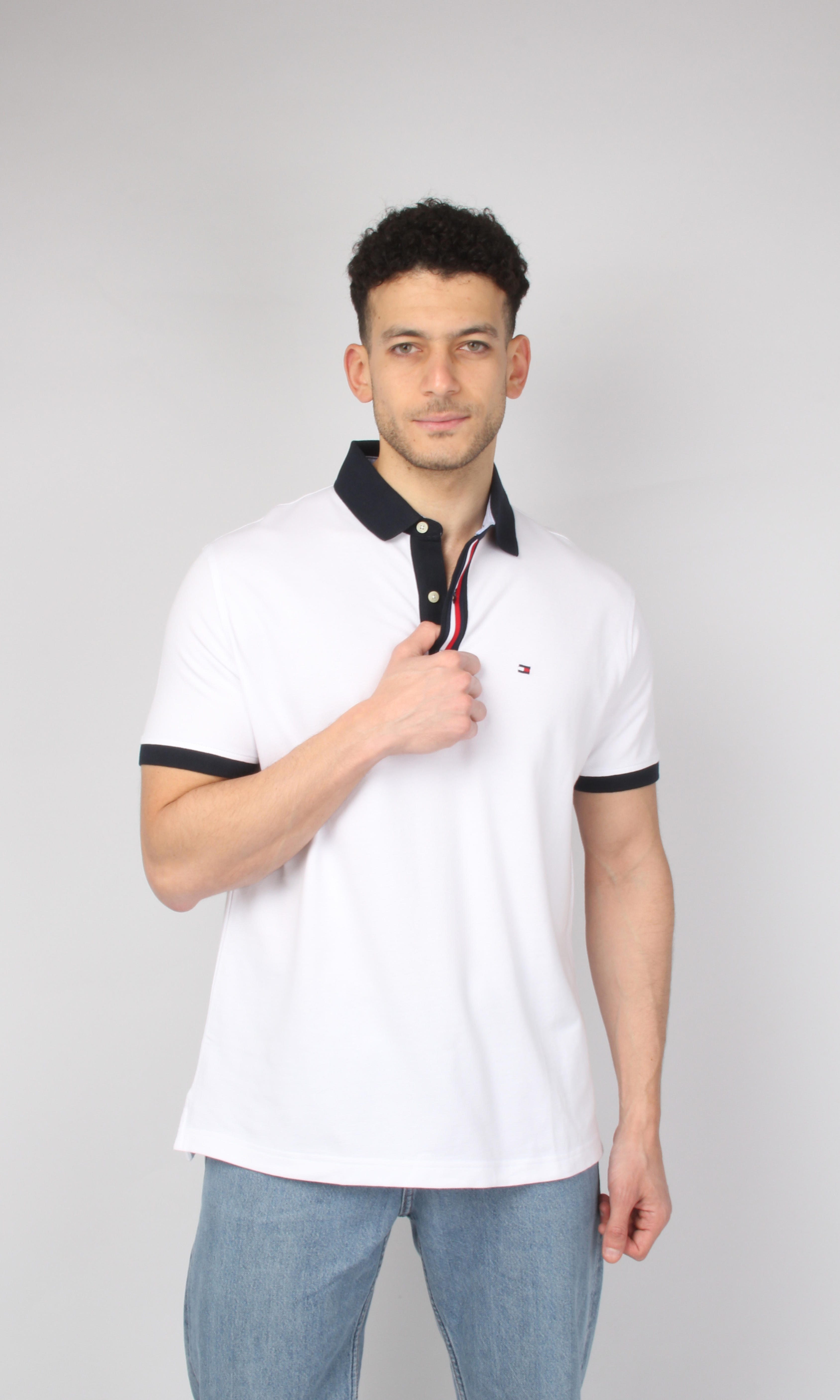 Original Men Polo T-Shirt - Collar Flag (White)
