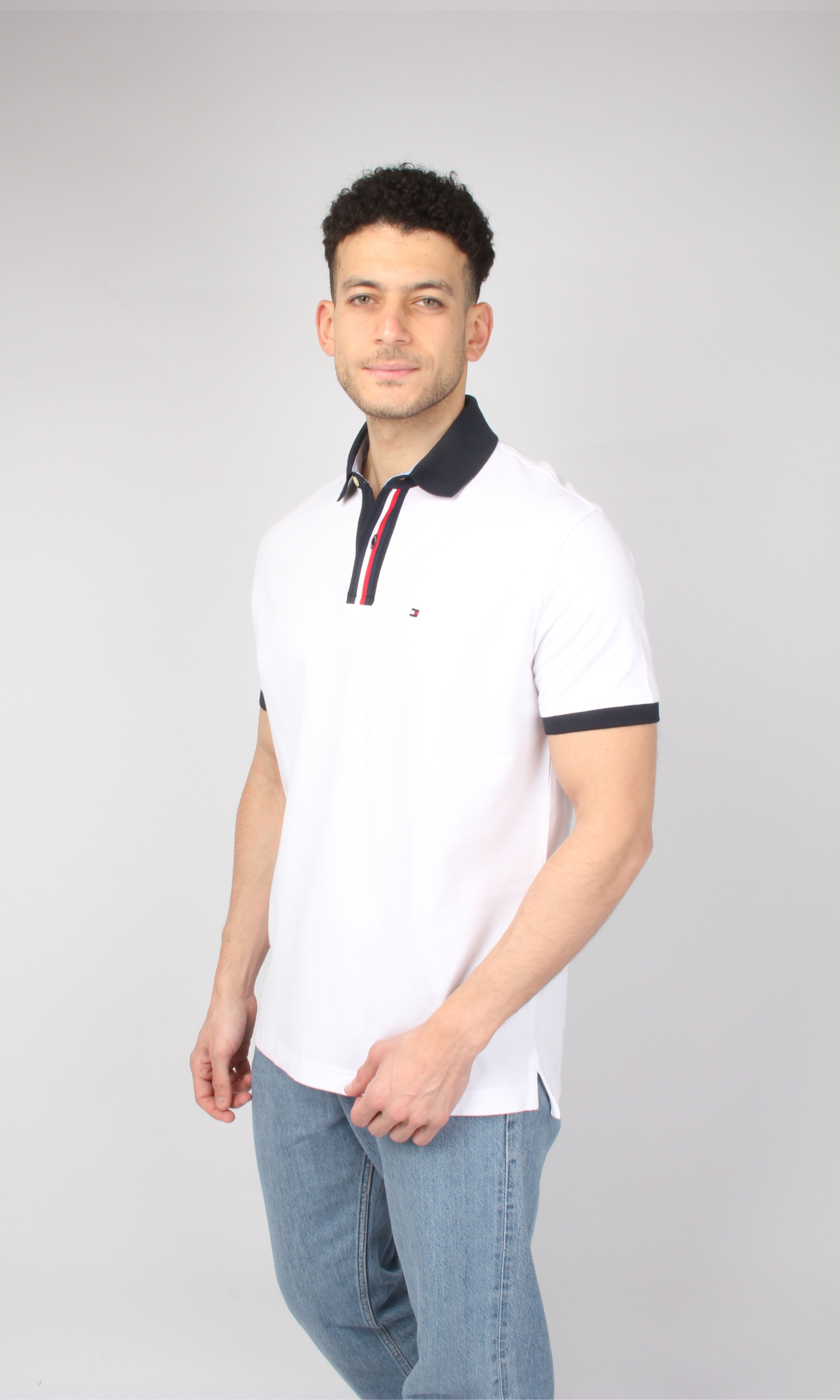 Original Men Polo T-Shirt - Collar Flag (White)