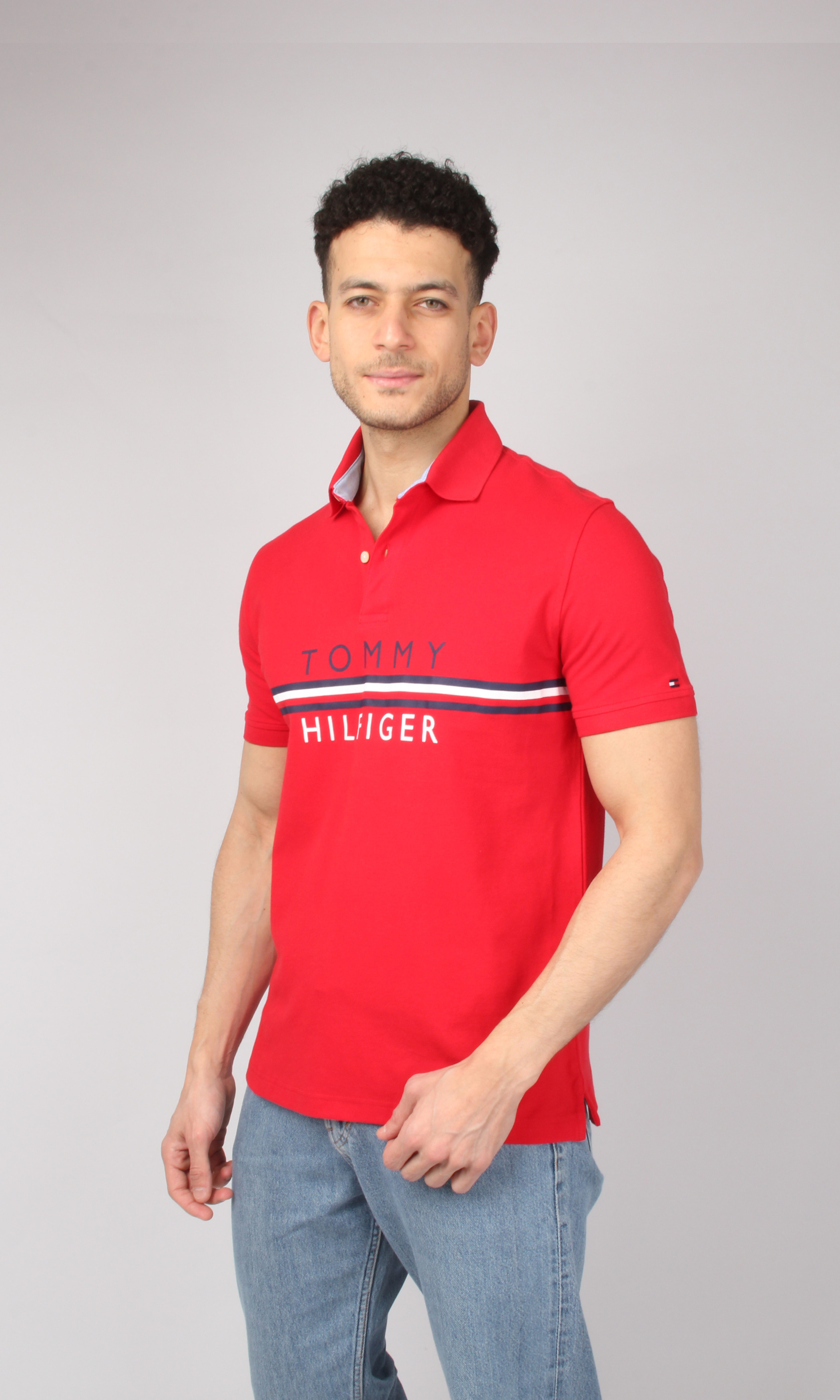 Original Men Polo T-Shirt Flag Logo (Red)