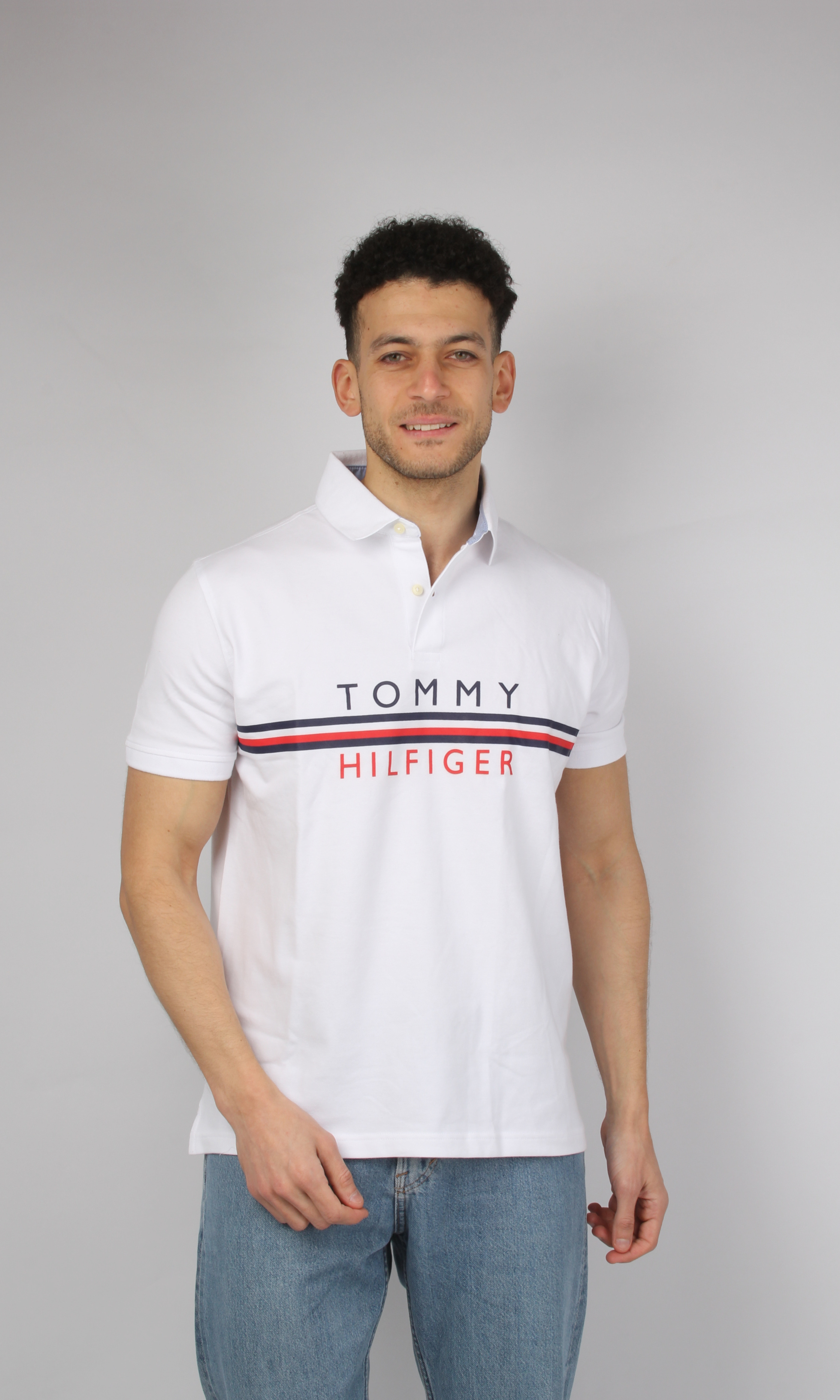 Original Men Polo T-Shirt Flag Logo (White)