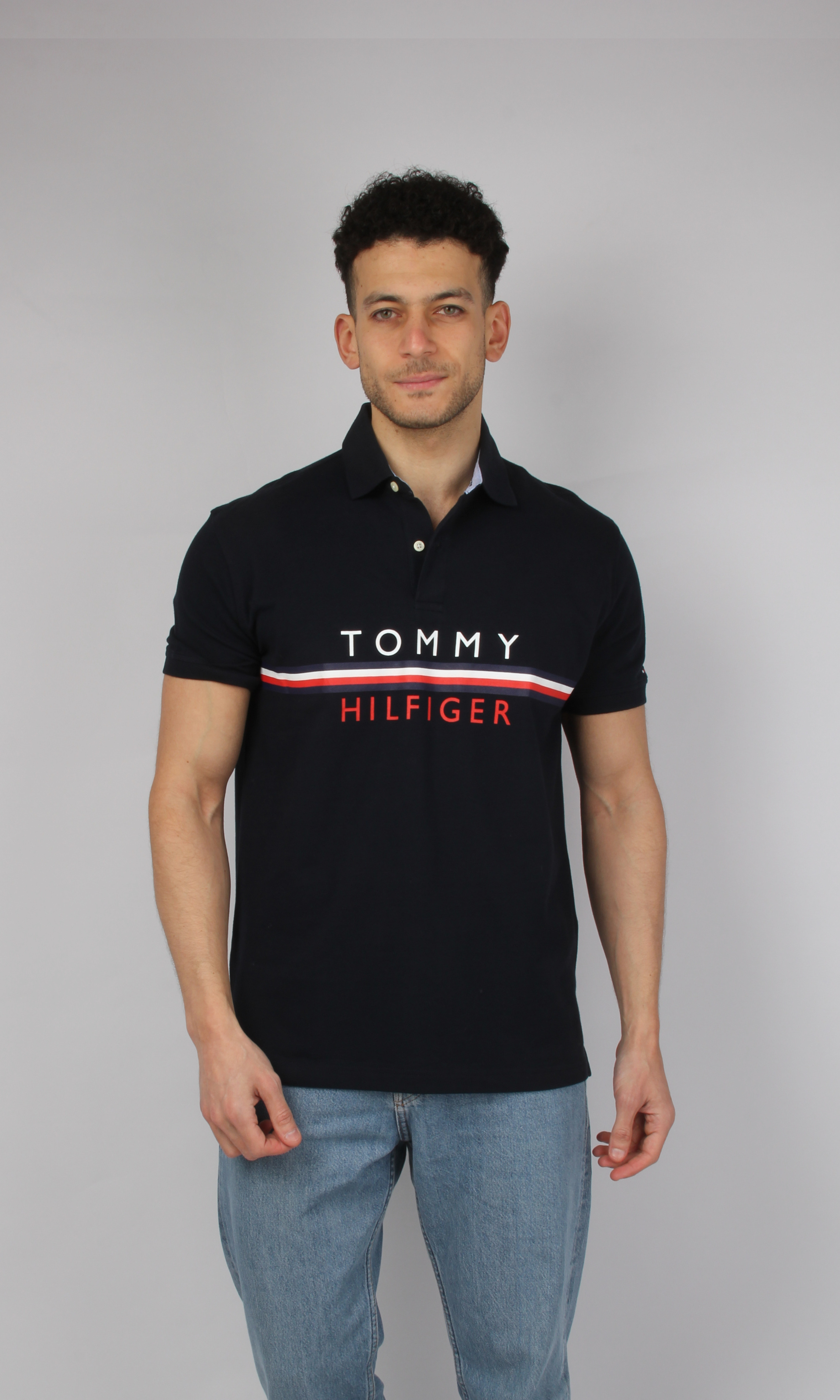 Original Men Polo T-Shirt Flag Logo (Dark Blue)