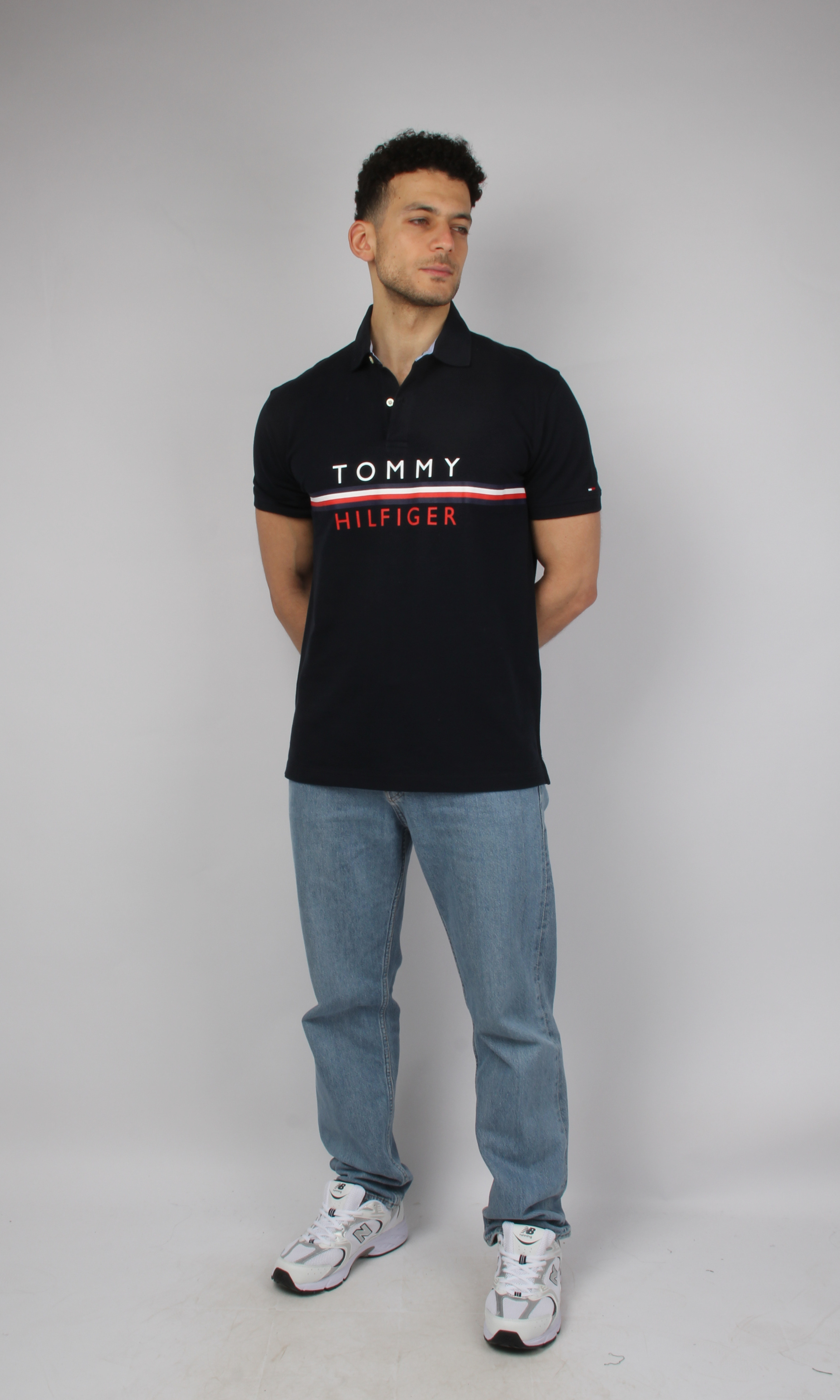 Original Men Polo T-Shirt Flag Logo (Dark Blue)