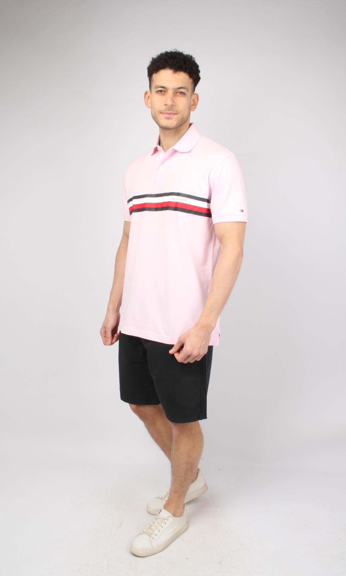 Original Men Polo T-Shirt Flag Side Logo (Pink)