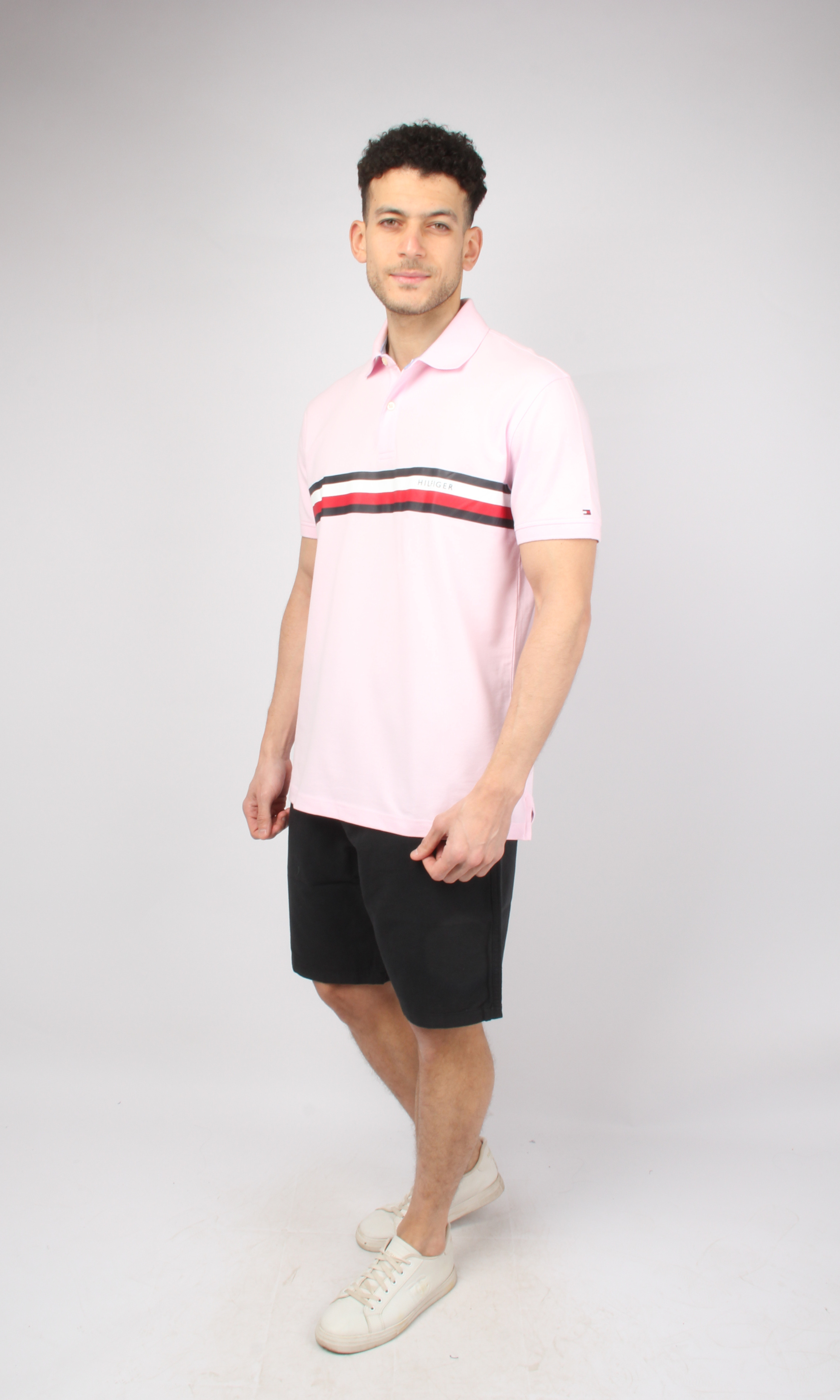 Original Men Polo T-Shirt Flag Side Logo (Pink)