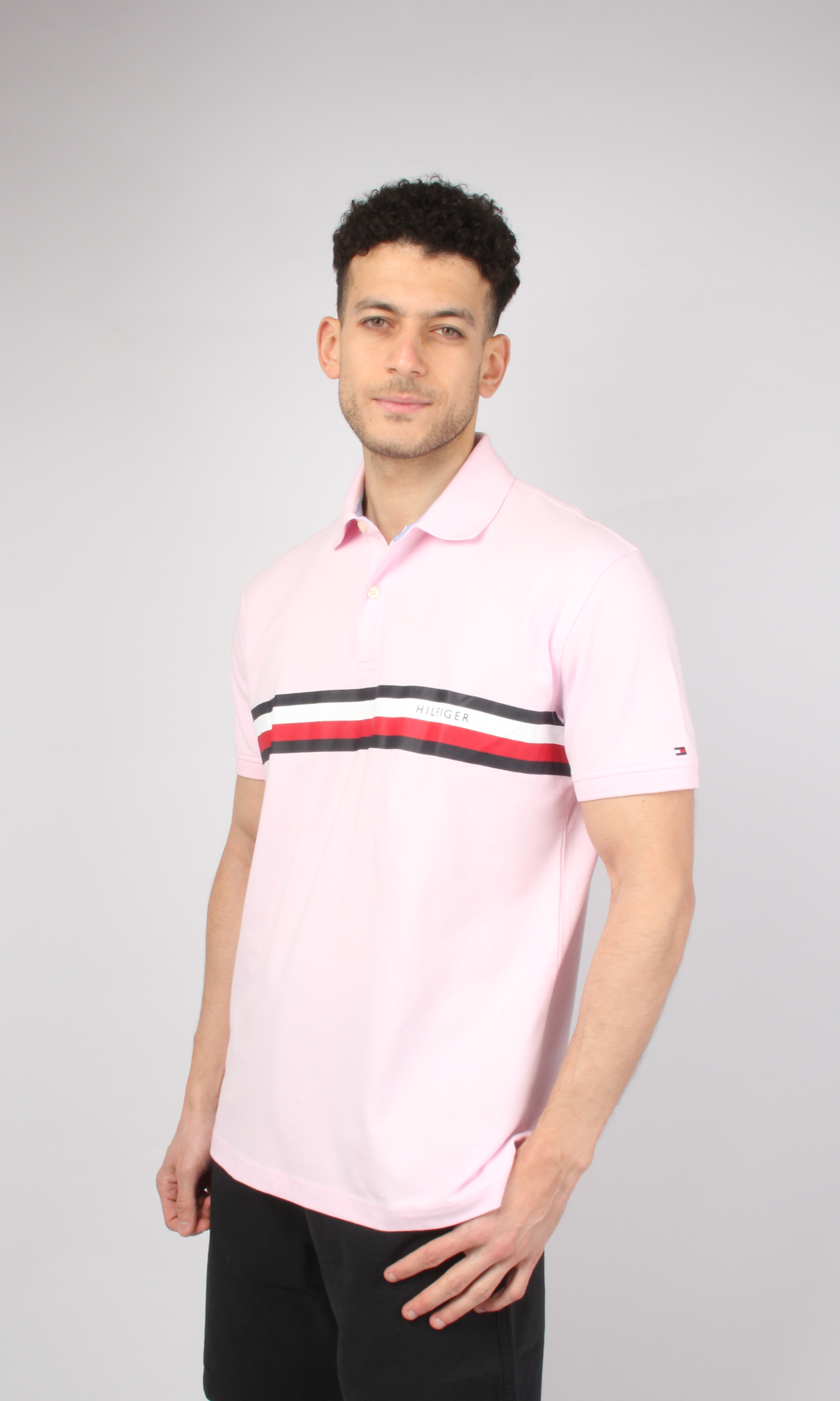 Original Men Polo T-Shirt Flag Side Logo (Pink)