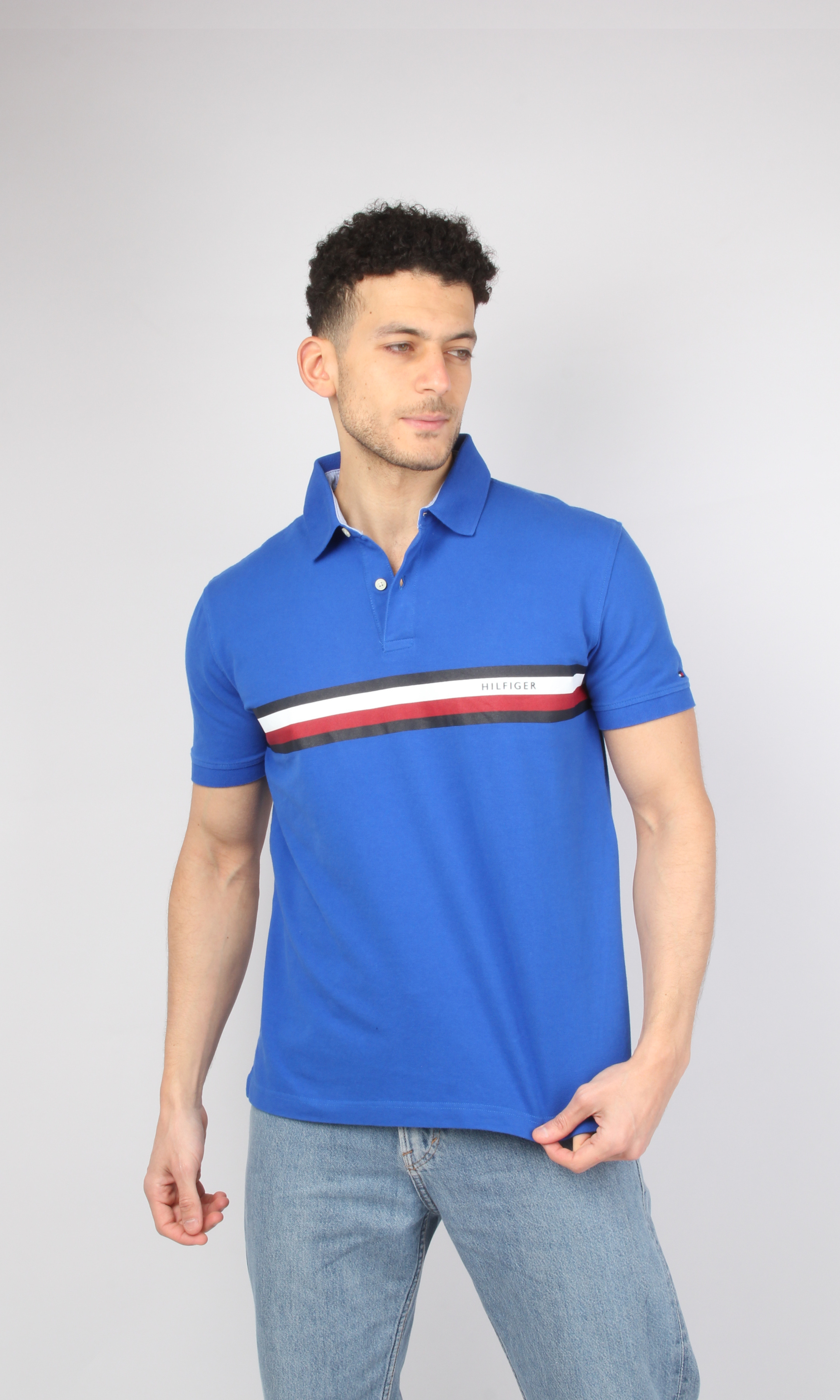 Original Men Polo T-Shirt Flag Side Logo (Blue)