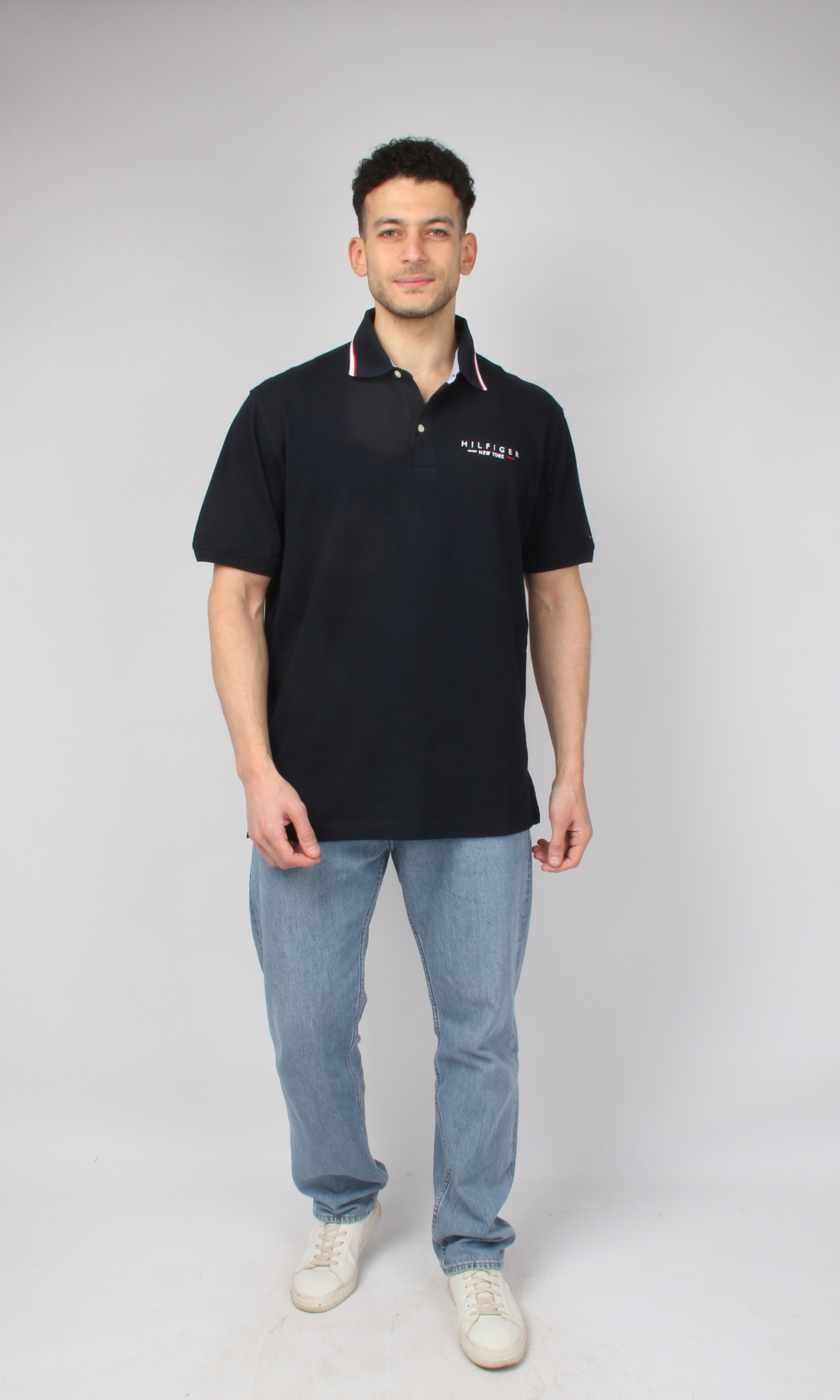 Original Men Solid T-Shirt Side Logo (Dark Blue)
