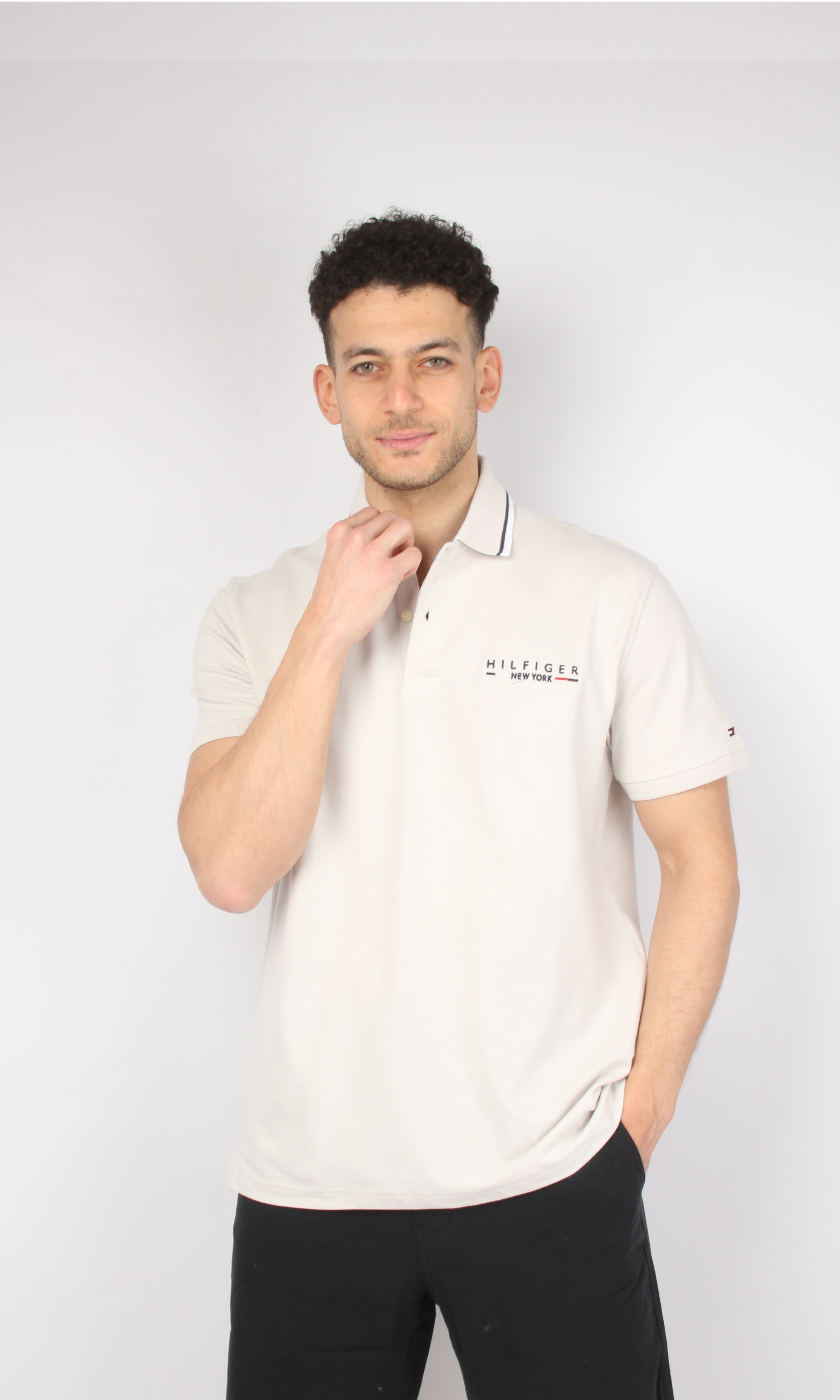Original Men Solid T-Shirt Side Logo (Light Beige)