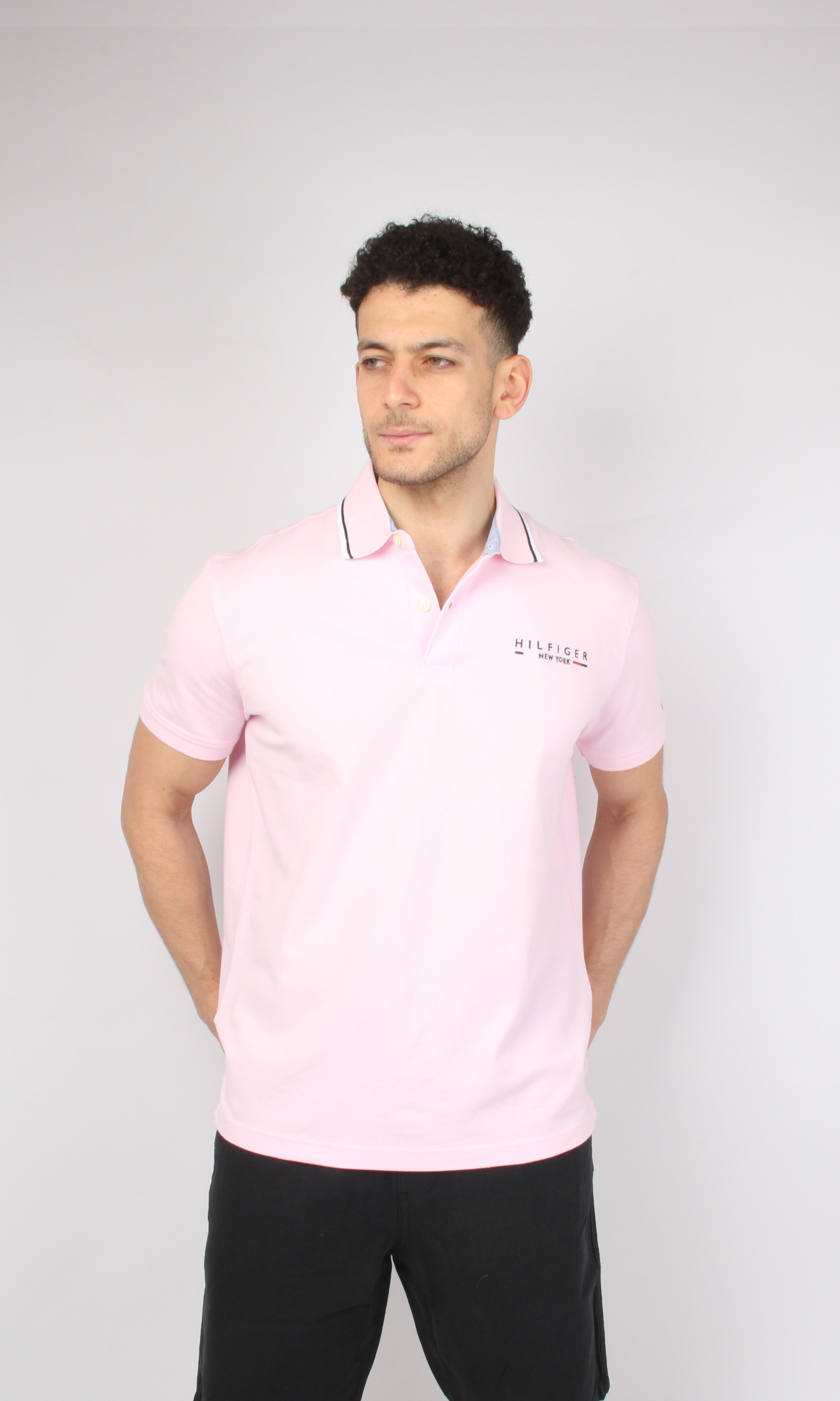 Original Men Solid T-Shirt Side Logo (Pink)