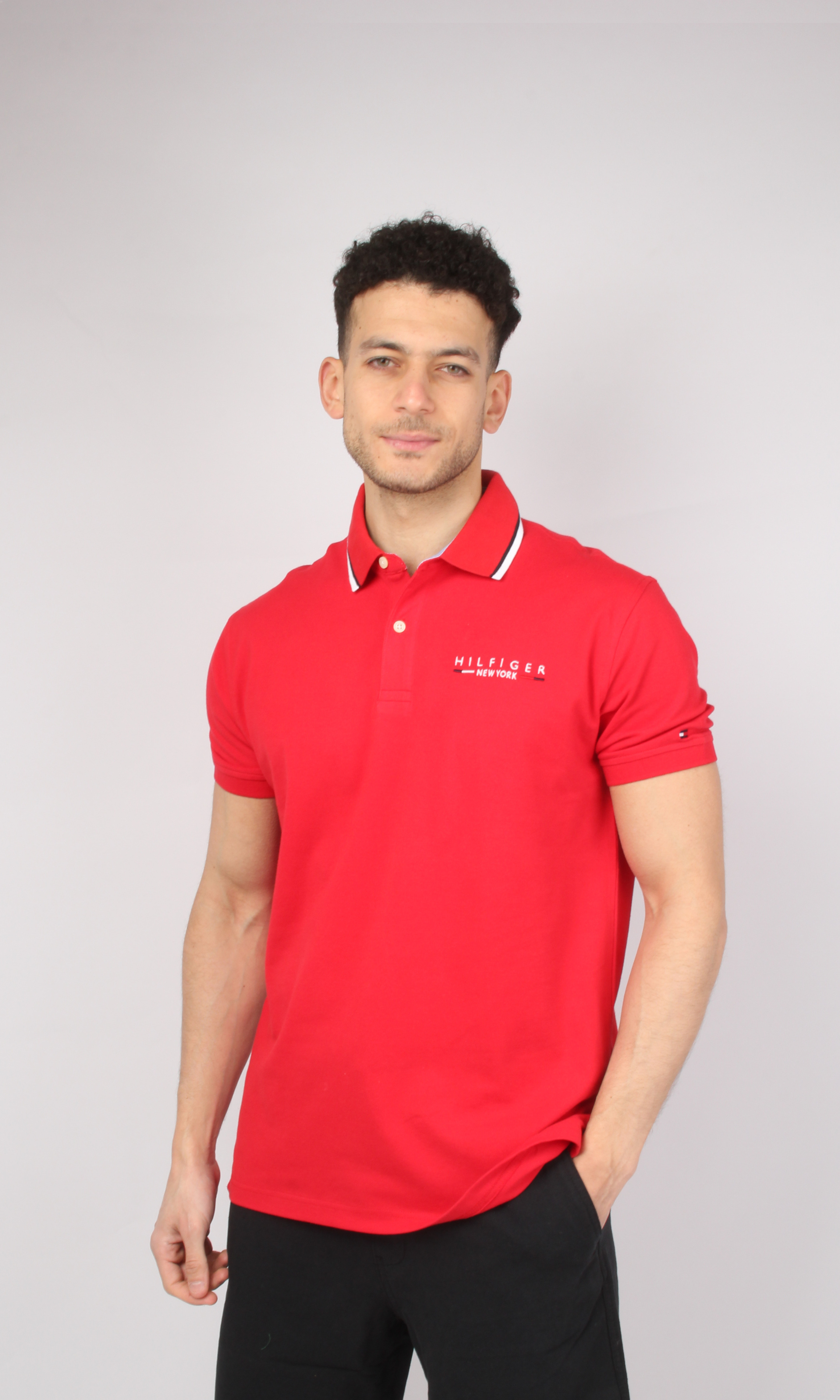 Original Men Solid T-Shirt Side Logo (Red)