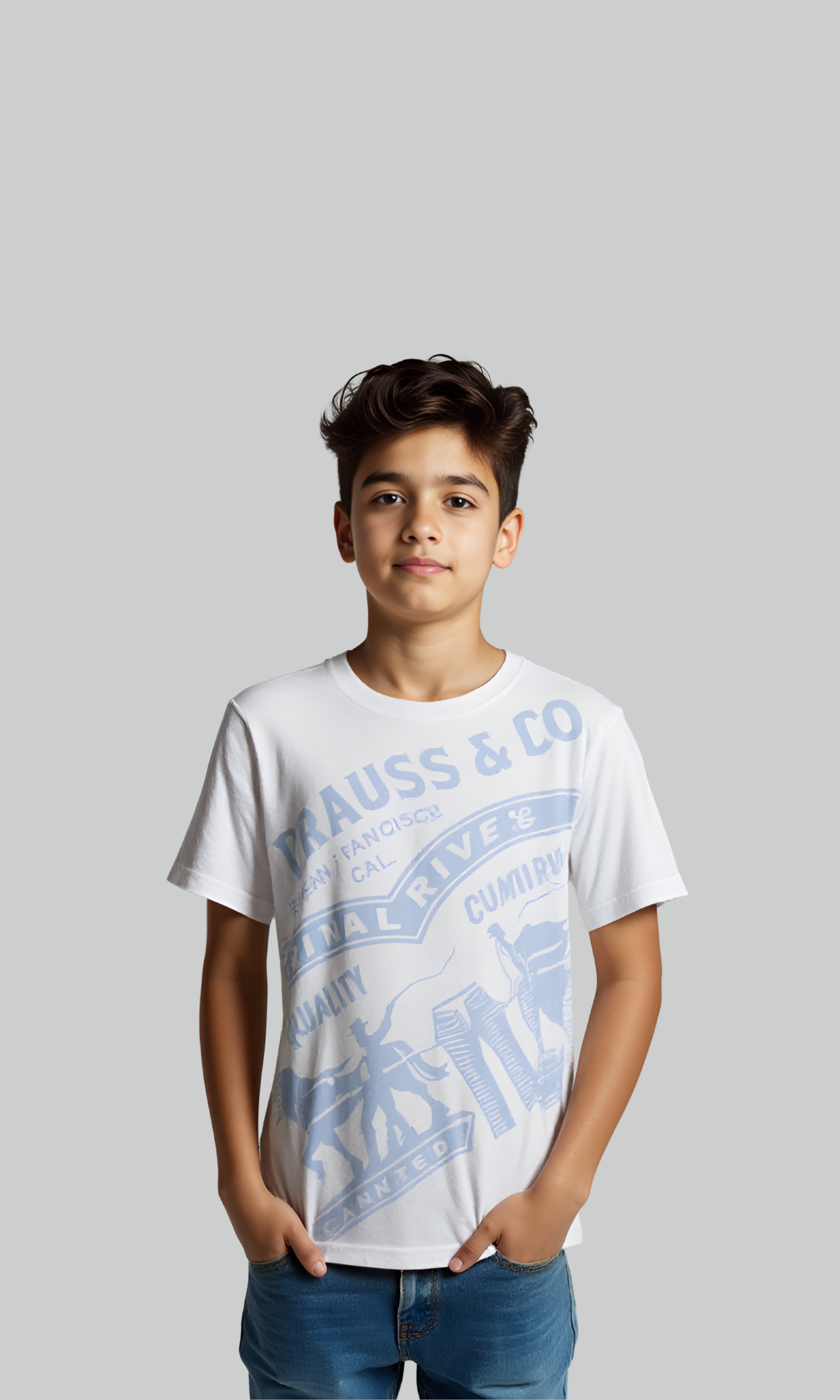Kids Levi's Short Sleeve T-shirt (White*Baby Blue)